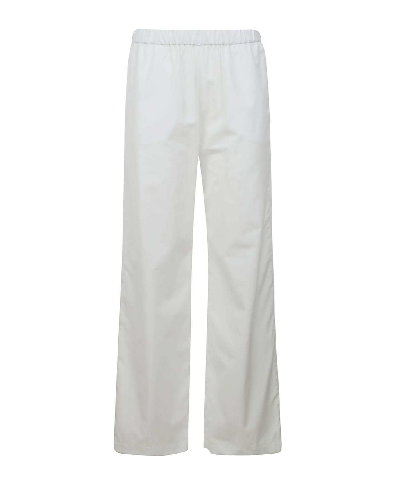 Aspesi Elastic Waist Straight Leg Plain Trousers - Bianco