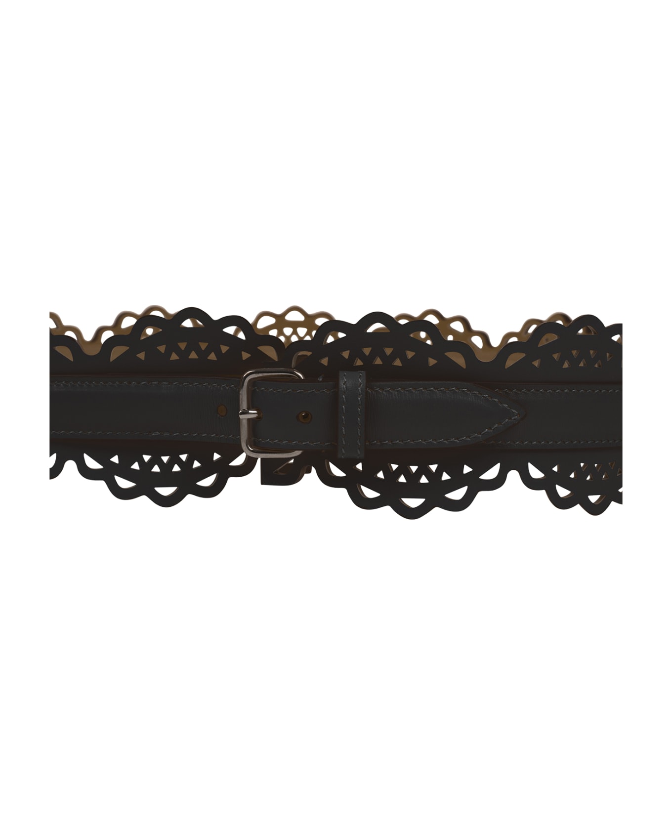 Alaia Black Perforated Leather Belt - Nero