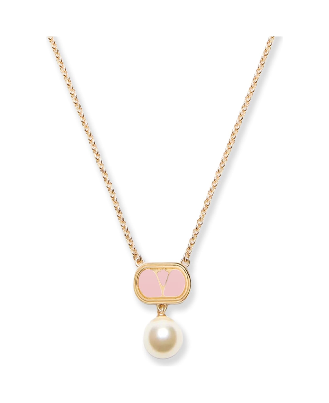 Valentino Garavani Ovalette Metal Necklace - ORO/ROSA/CREAM