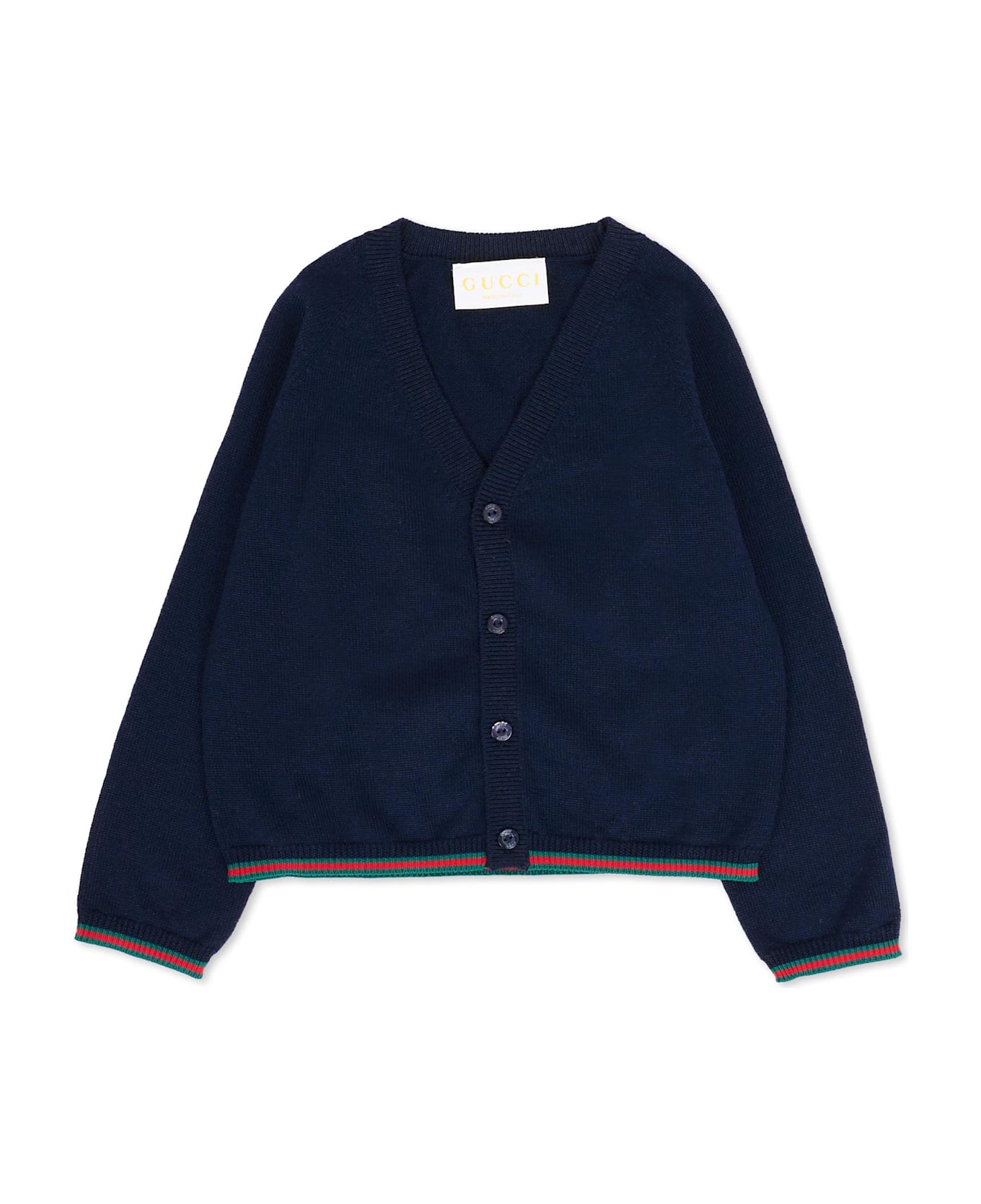 Gucci Blue Cardigan For Babykids With Web Detail - Blue
