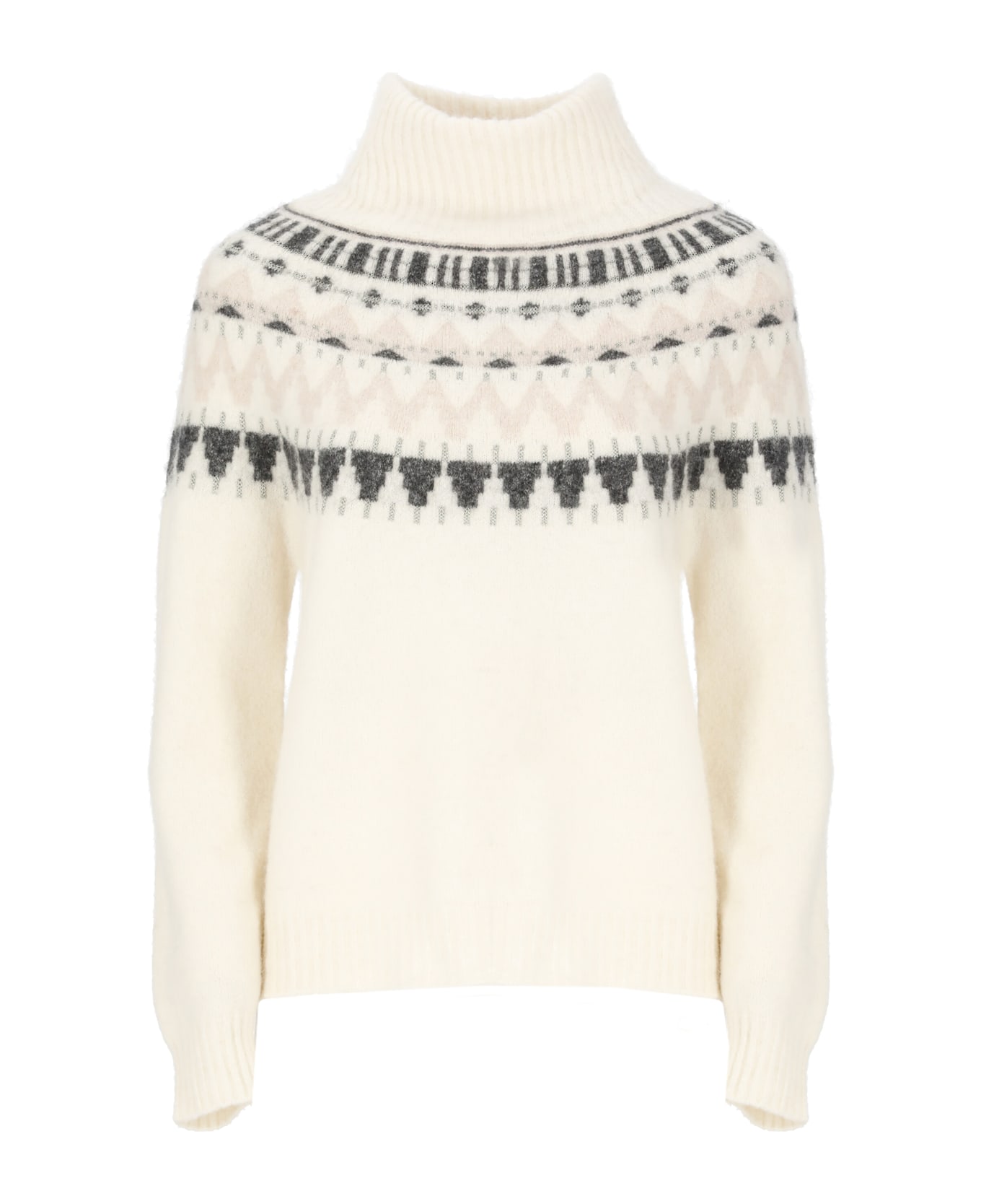 Kangra Sweater With Geometric Pattern - Ivory