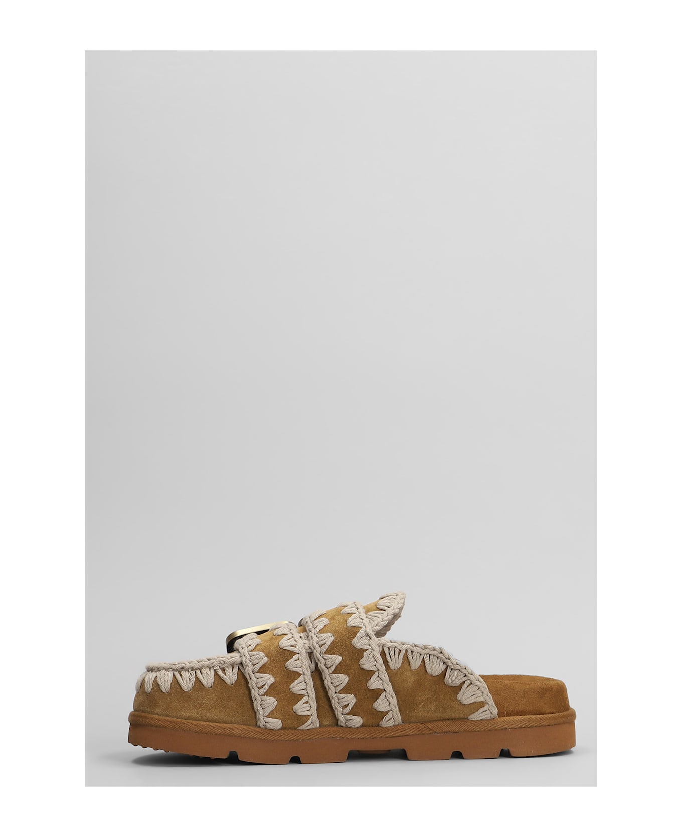 Mou Low Bio Sabot Slipper-mule In Leather Color Suede - leather color