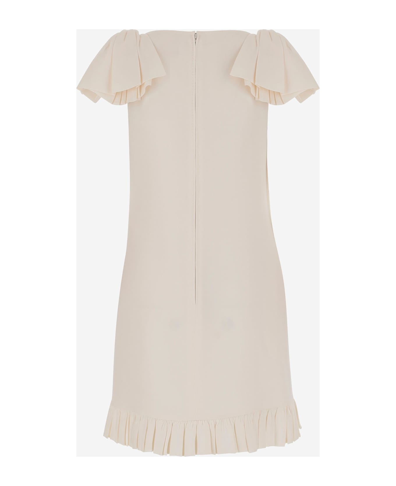 Valentino White Wool Mini Dress - Ivory