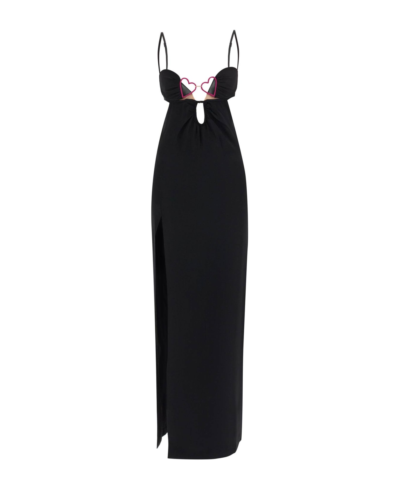 Nensi Dojaka Long Dress With Heart Detail - BLACK (Black)