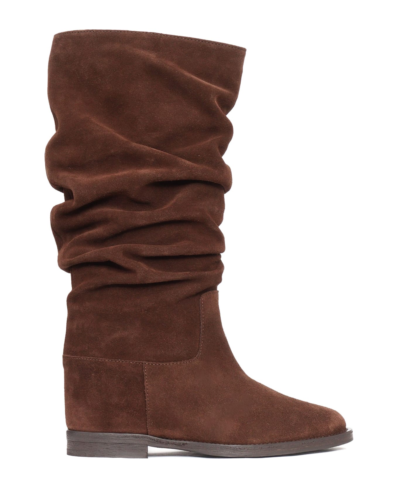 Via Roma 15 Pleated Boots - BROWN