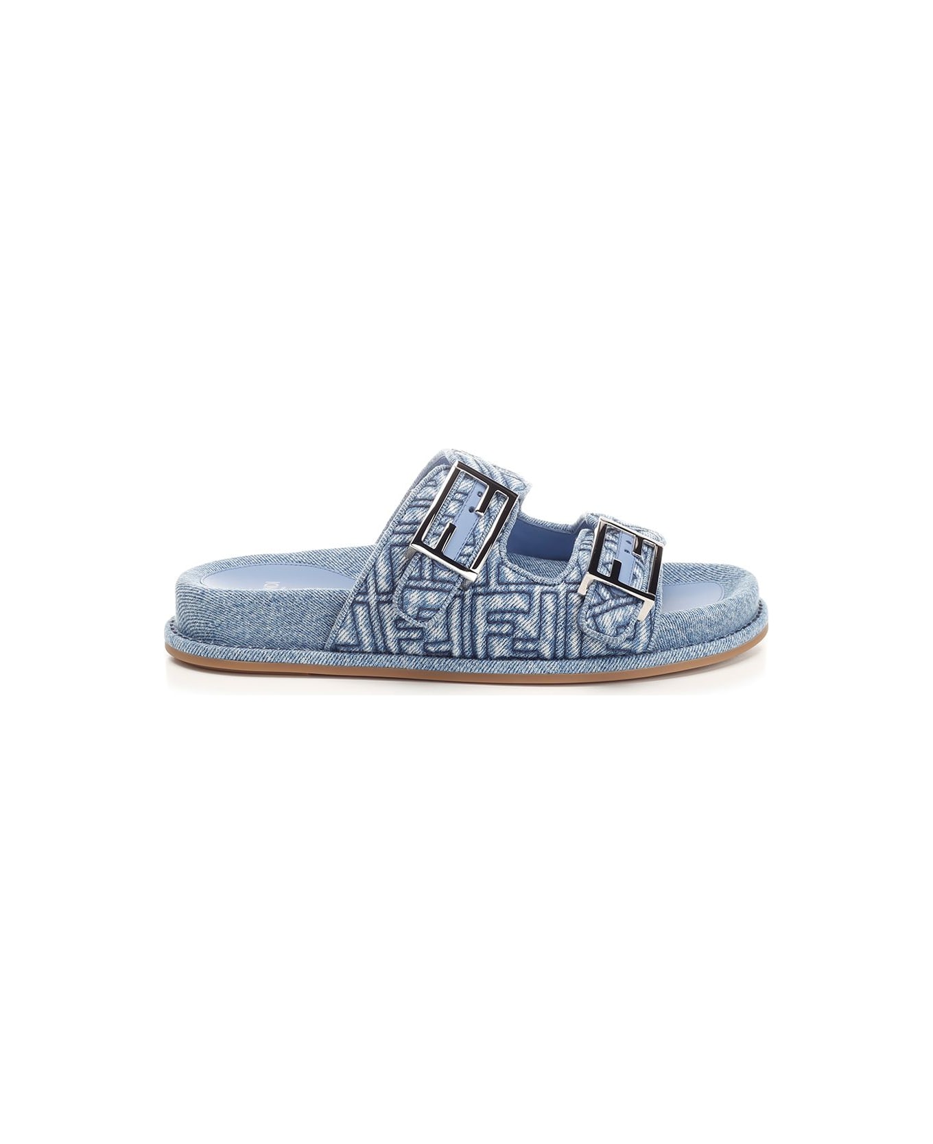 Fendi 'fendi Feel' Slide Flat - Light blue