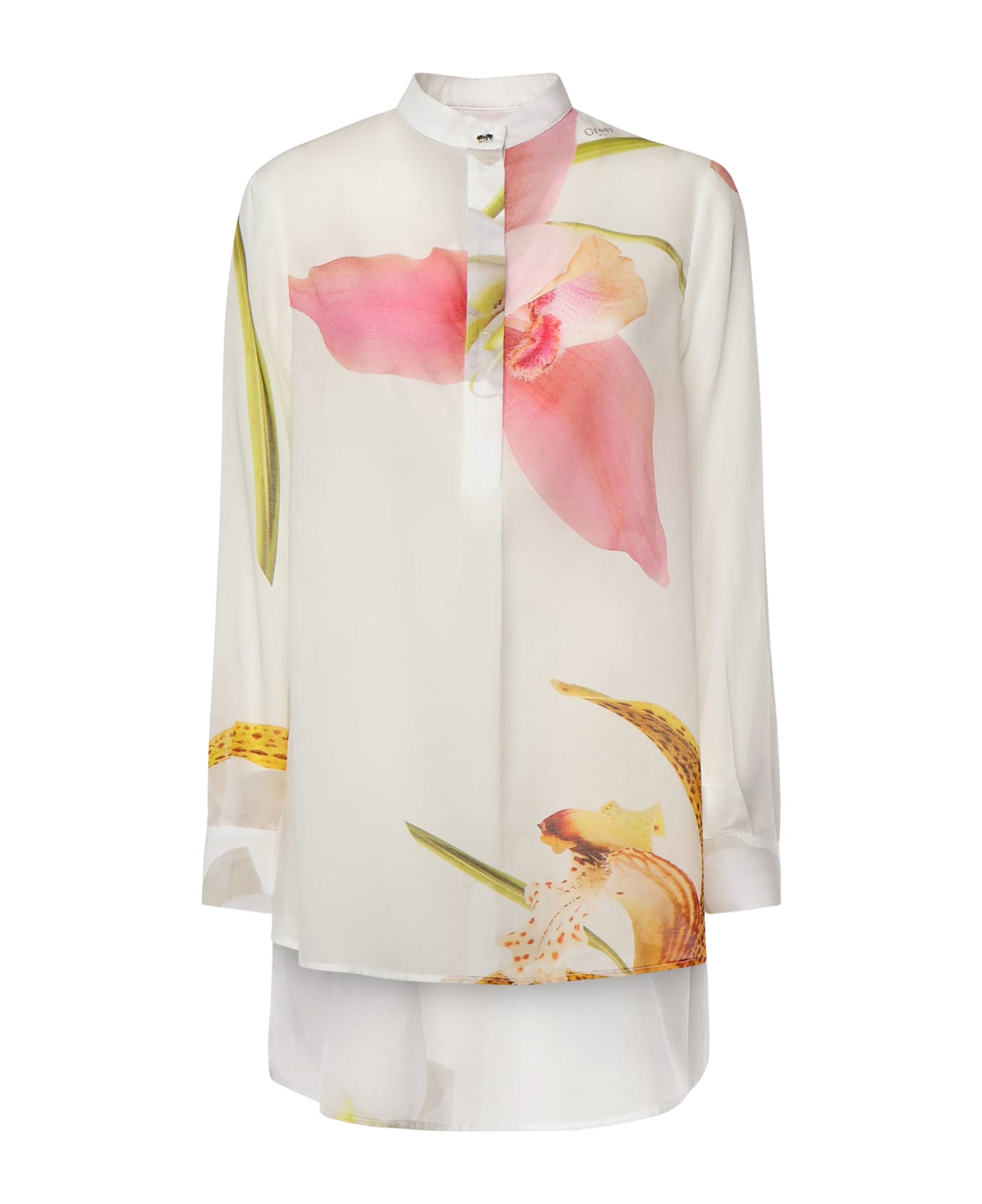 Genny Orchid Print Blouse - White