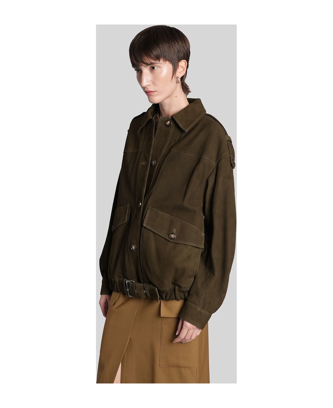 IRO Barrie Leather Jacket In Green Leather - green