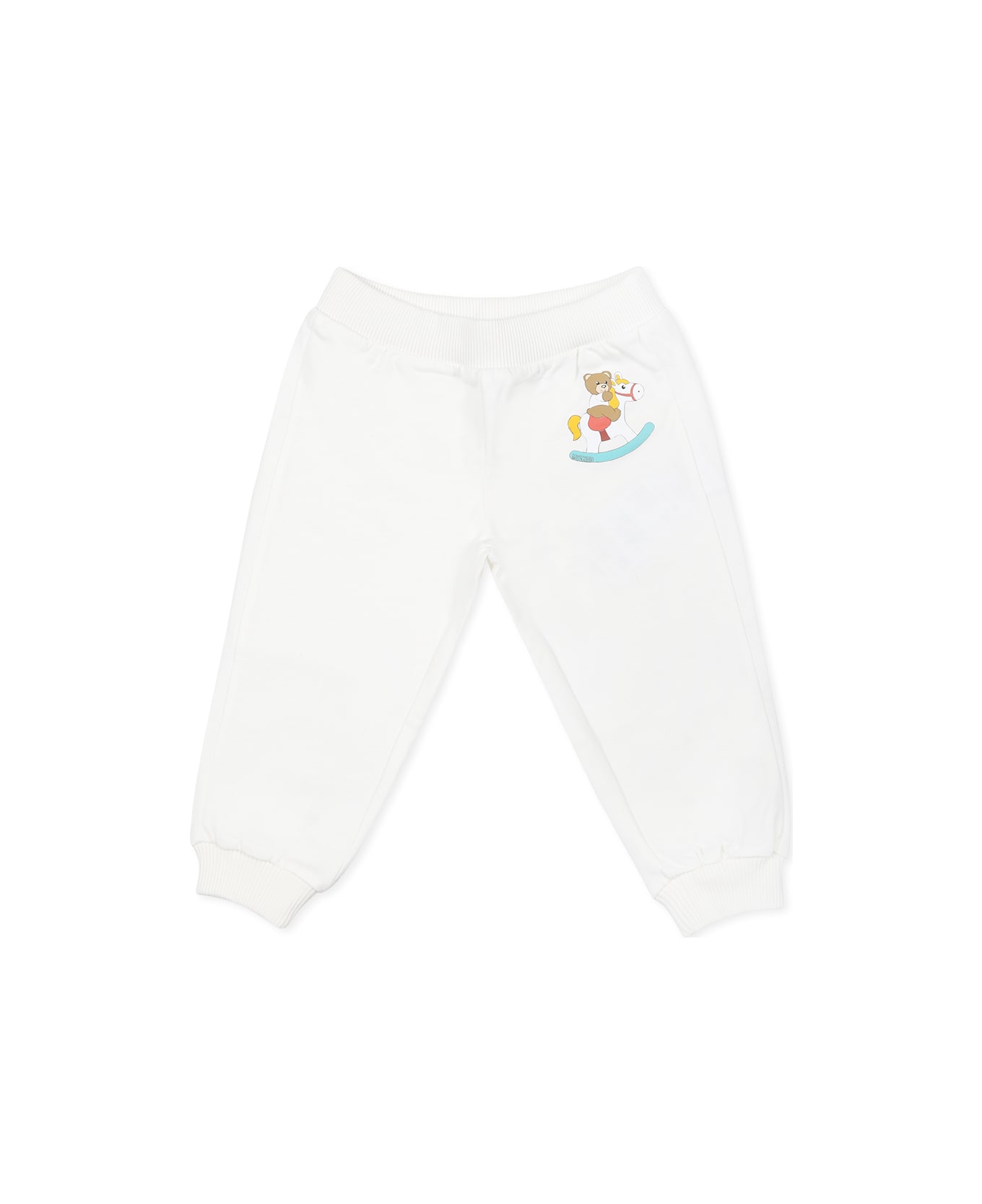 Moschino Ivory Trousers For Babykids With Teddy Bear - Ivory