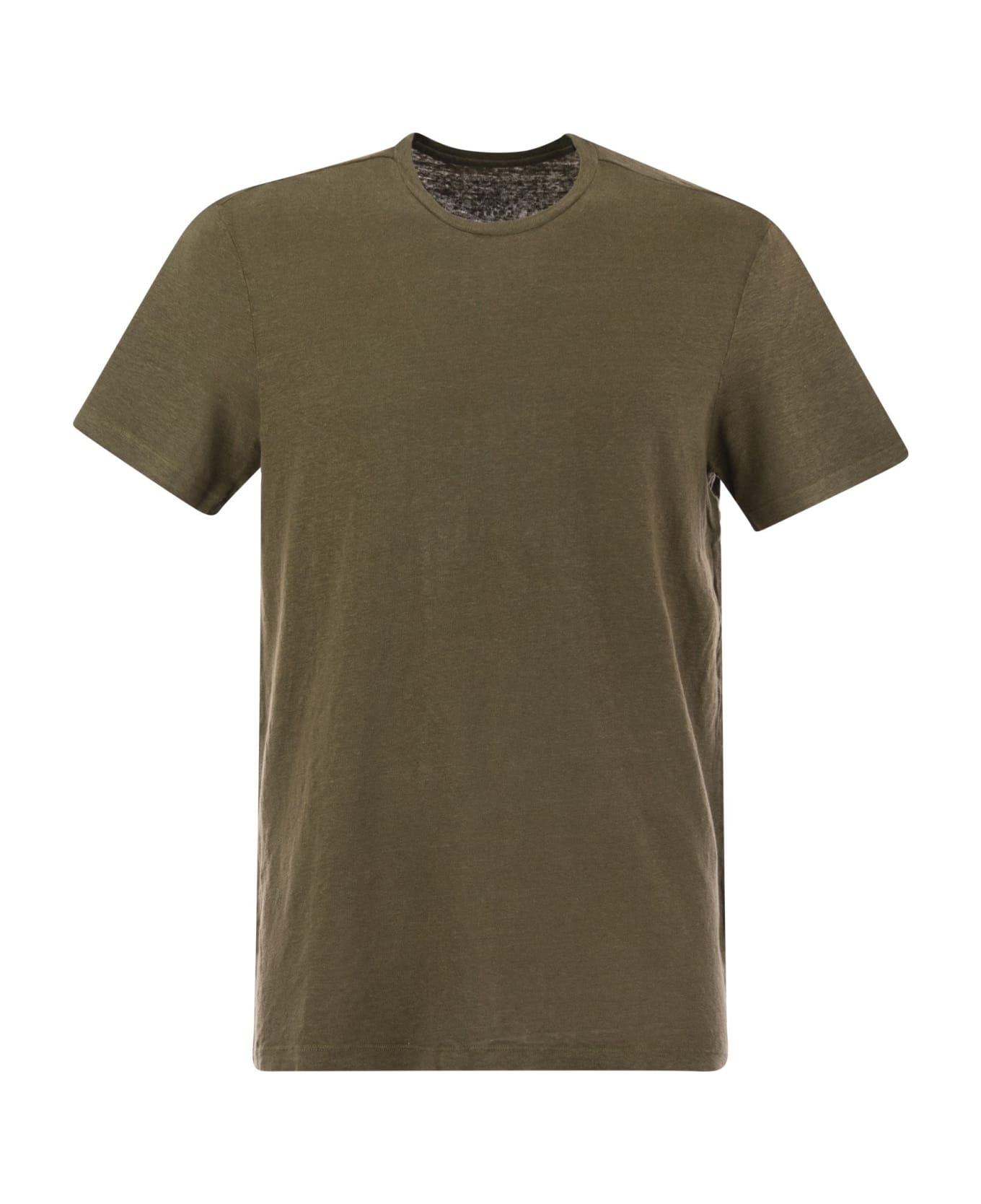 Majestic Filatures Crew-neck Linen T-shirt - Military Green