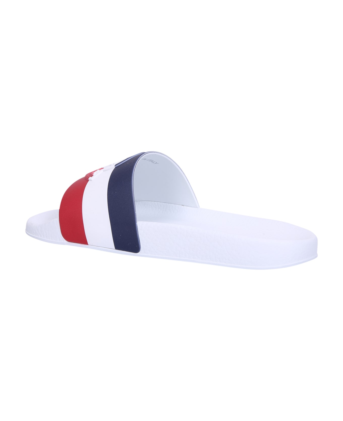Moncler Striped Embossed-logo Slides - White サンダル
