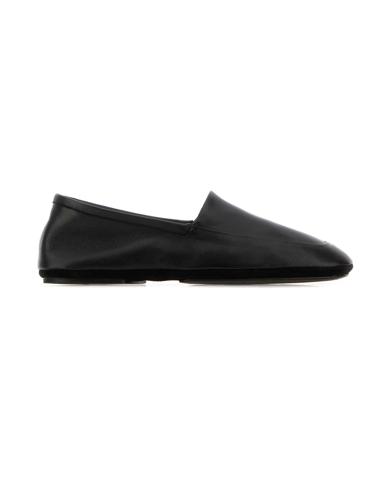 Lemaire Black Leather Indoor Slippers - BLACK