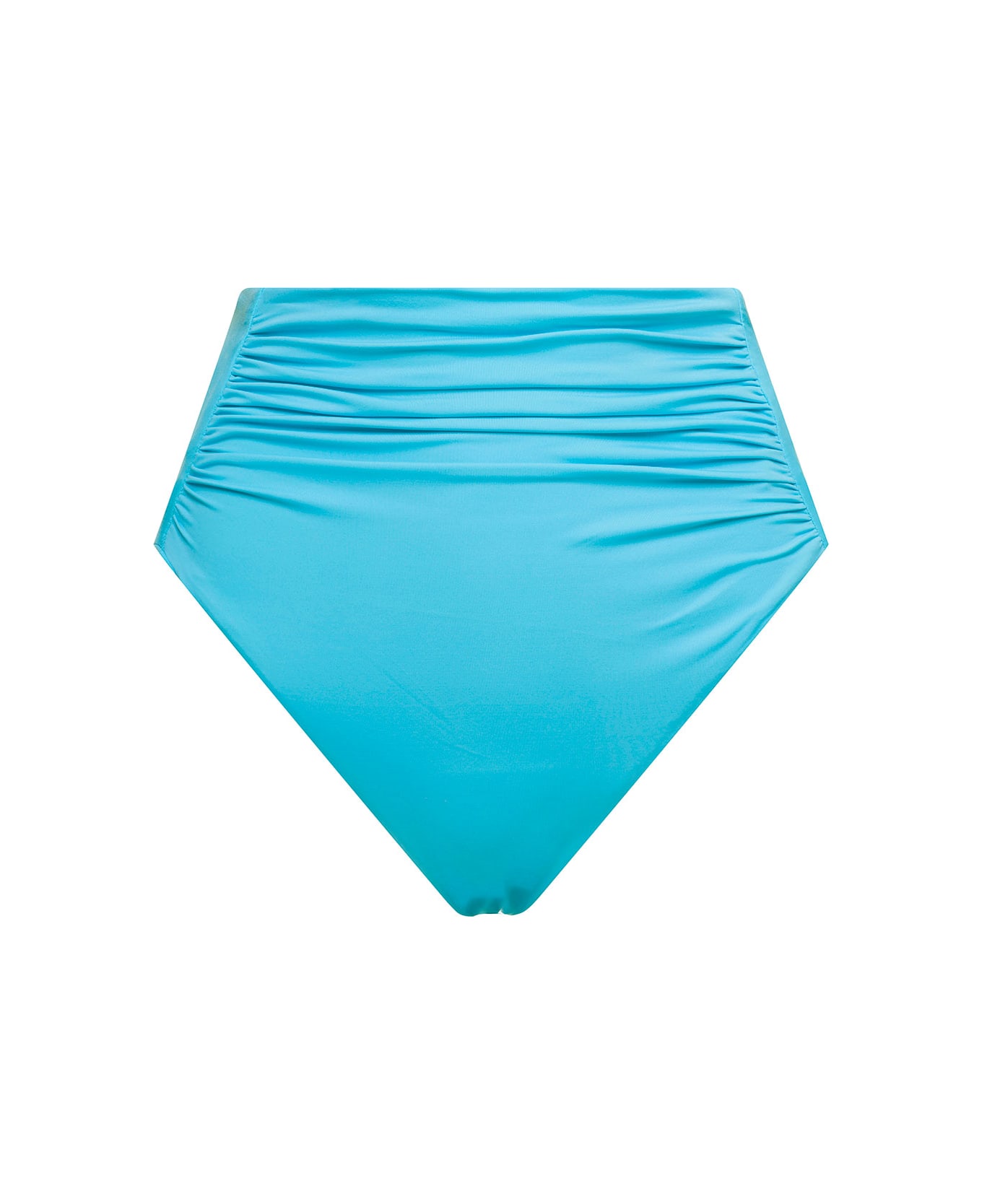 self-portrait High Waisted Bikini Bottoms With Ruched Detailing In Turquoise Polyamide Woman - Light blue