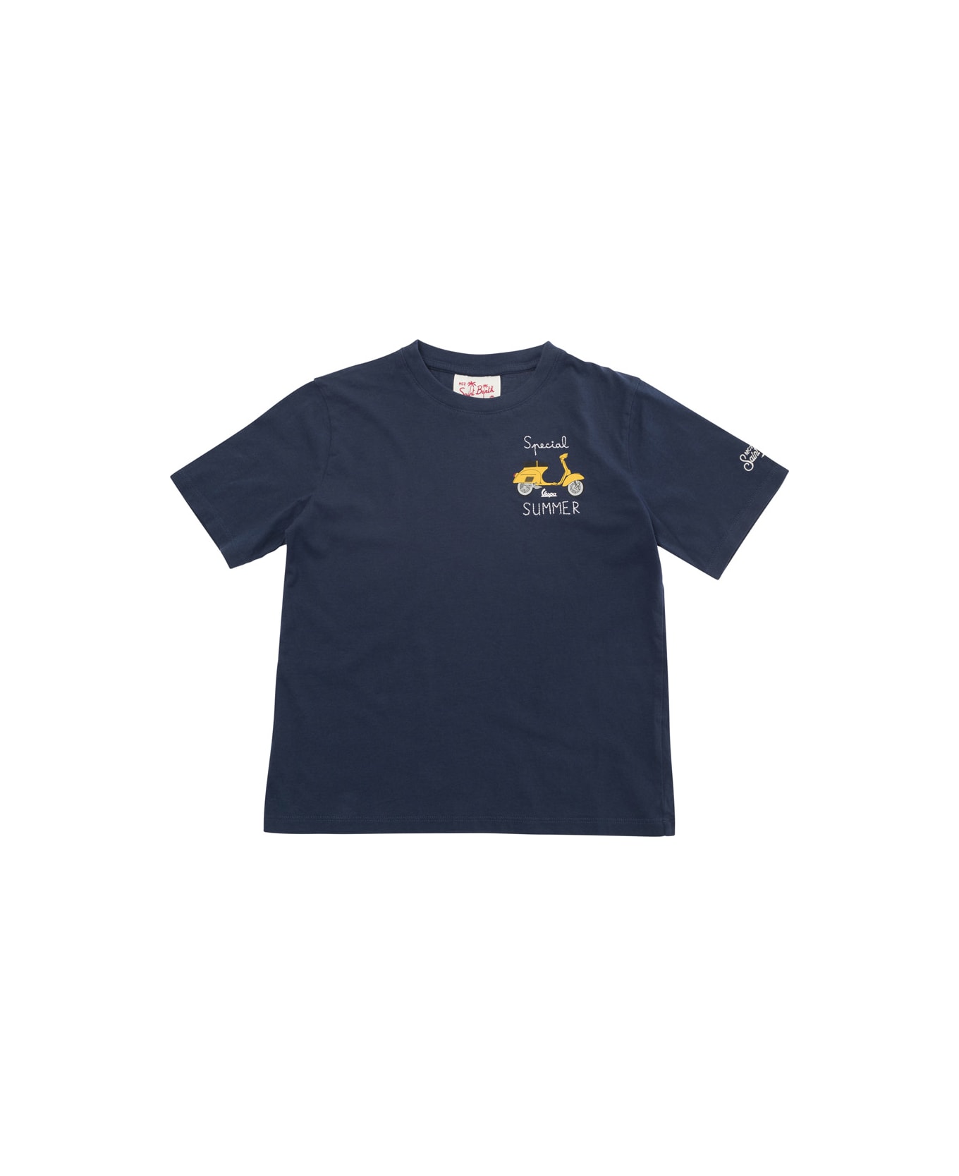 MC2 Saint Barth Blue T-shirt With Vespa Print In Cotton Baby - Blu