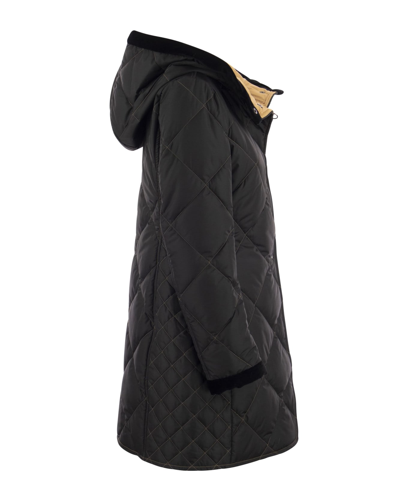 Fay Virginia Quilted Coat With Hood - Navy コート