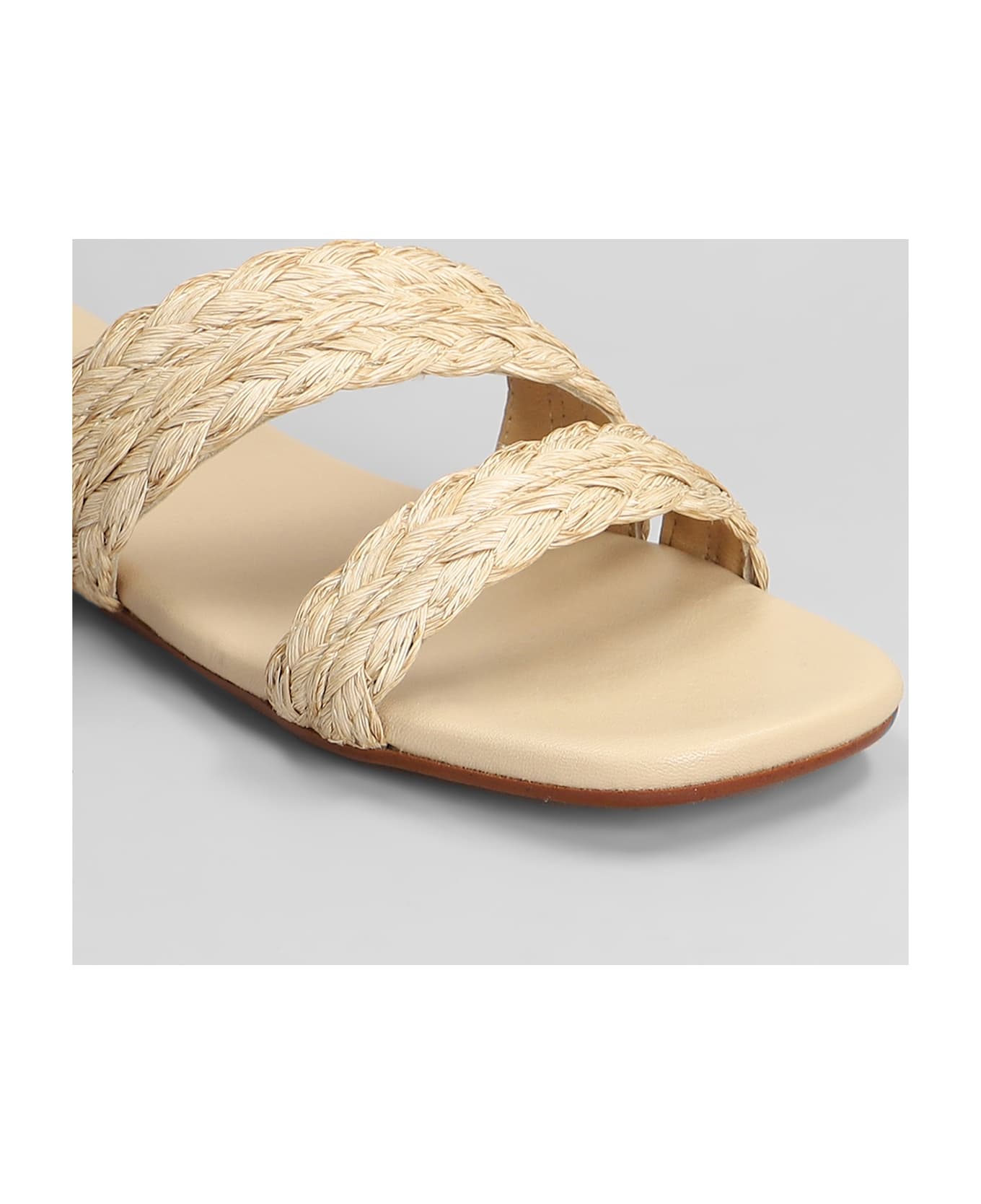 Castañer Paz-258 Flats In Beige Leather And Fabric - beige フラットシューズ