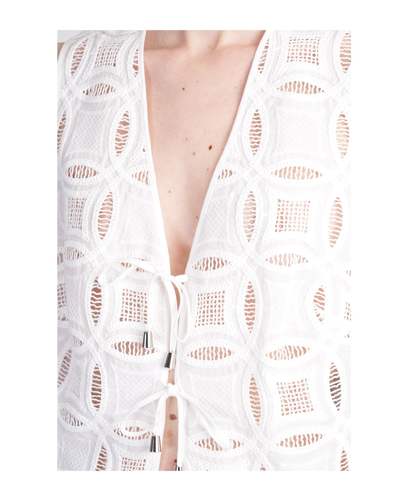 Holy Caftan Vivi Vest In White Cotton - white