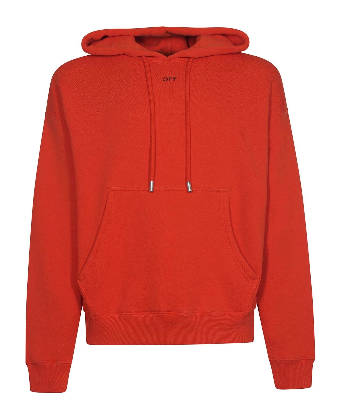 Off-White Logo Printed Drawstring Hoodie - Spicy orange