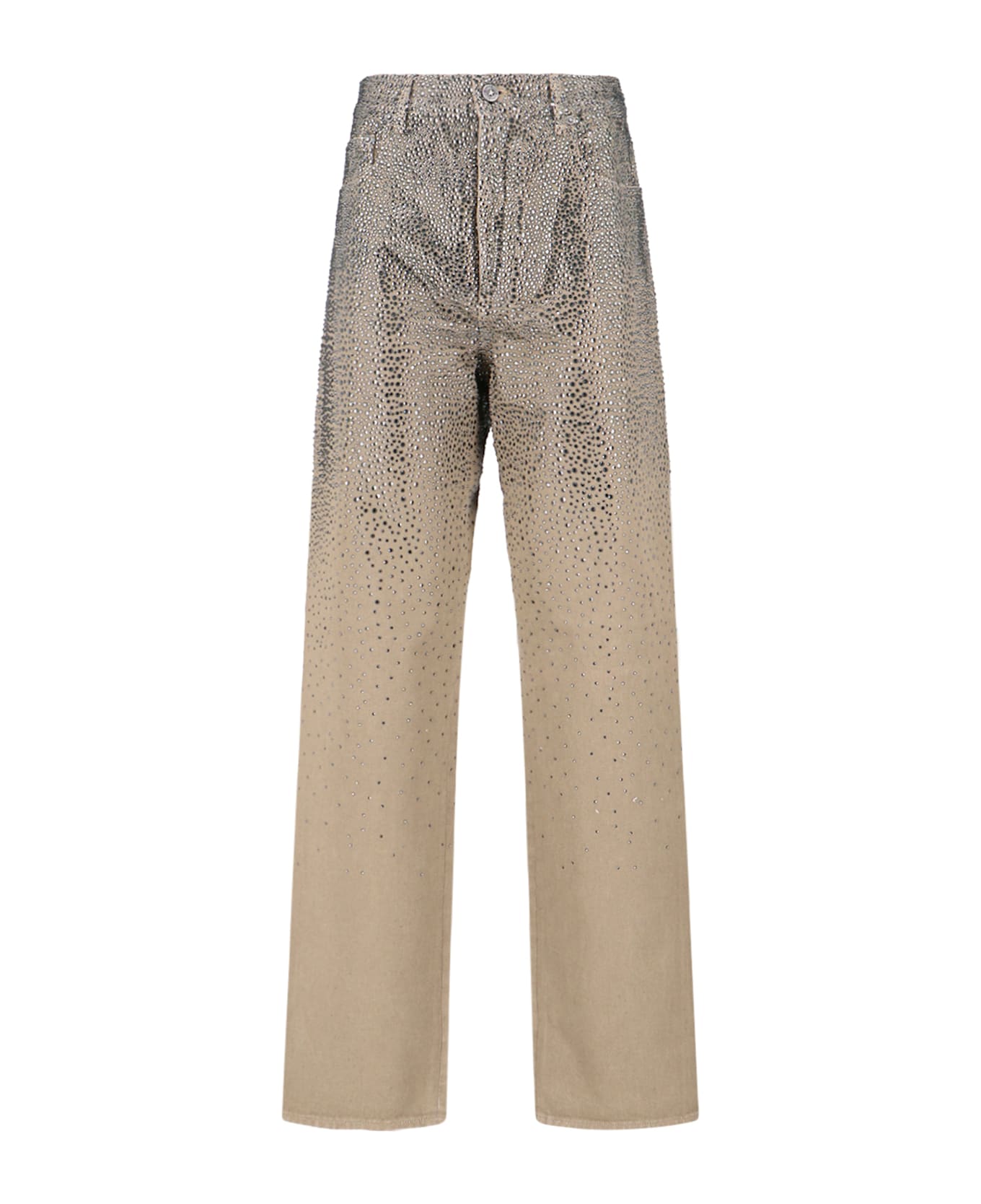 Golden Goose Straight Jeans With Rhinestones - Beige