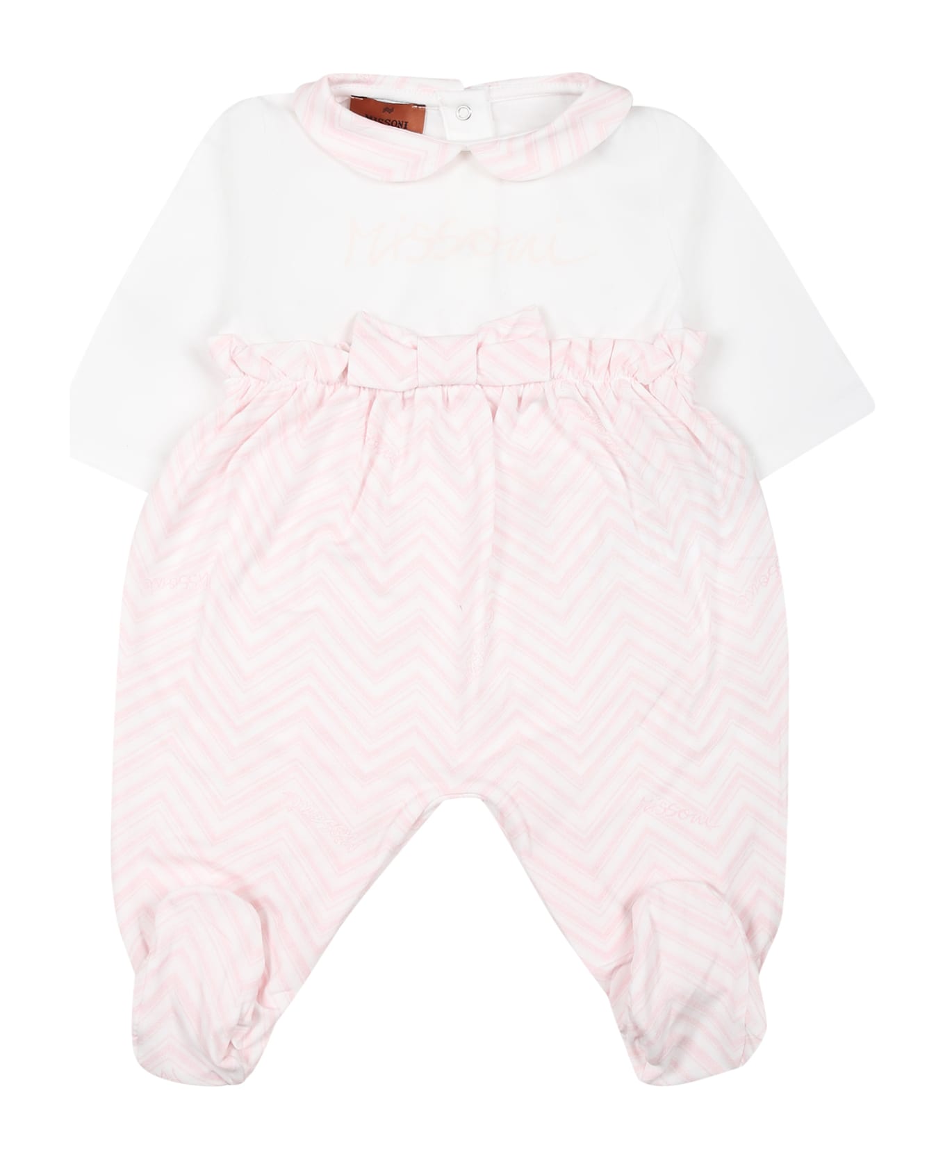 Missoni White Set For Baby Girl With Chevron Pattern - White