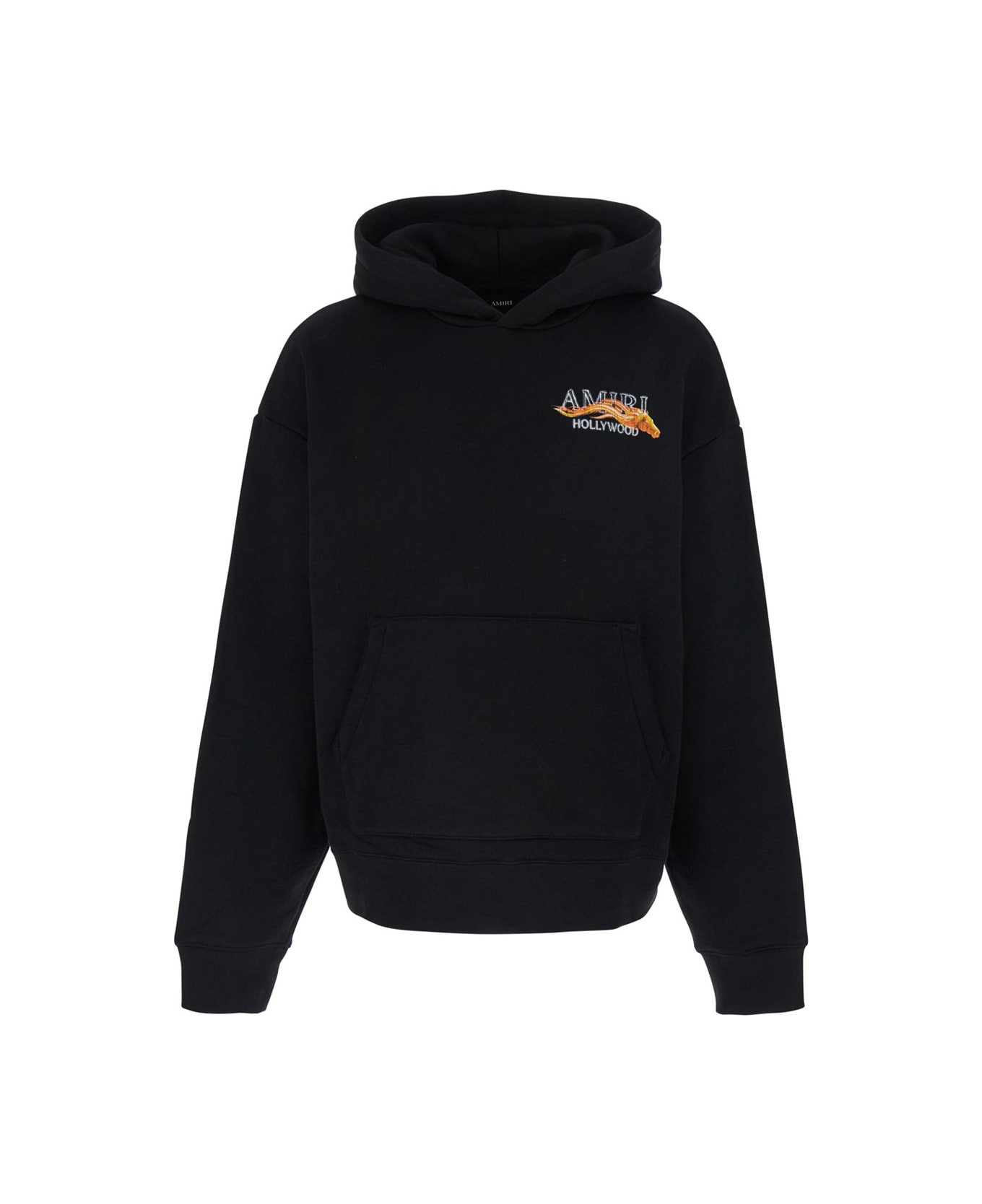 AMIRI Black Hoodie With Fixed Hood And Logo Lettering On Front And Rear In Cotton Man - Black