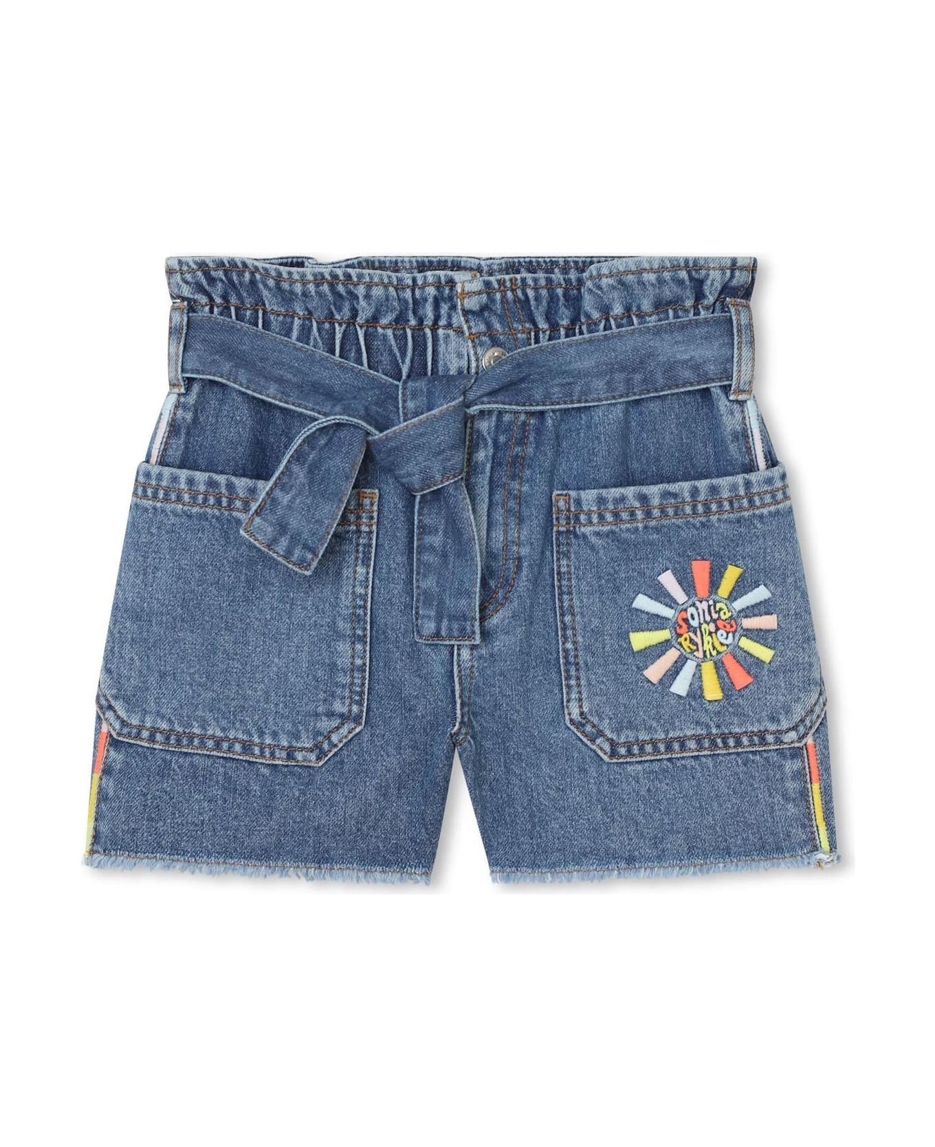 Sonia Rykiel Denim Shorts With Embroidery - Light blue
