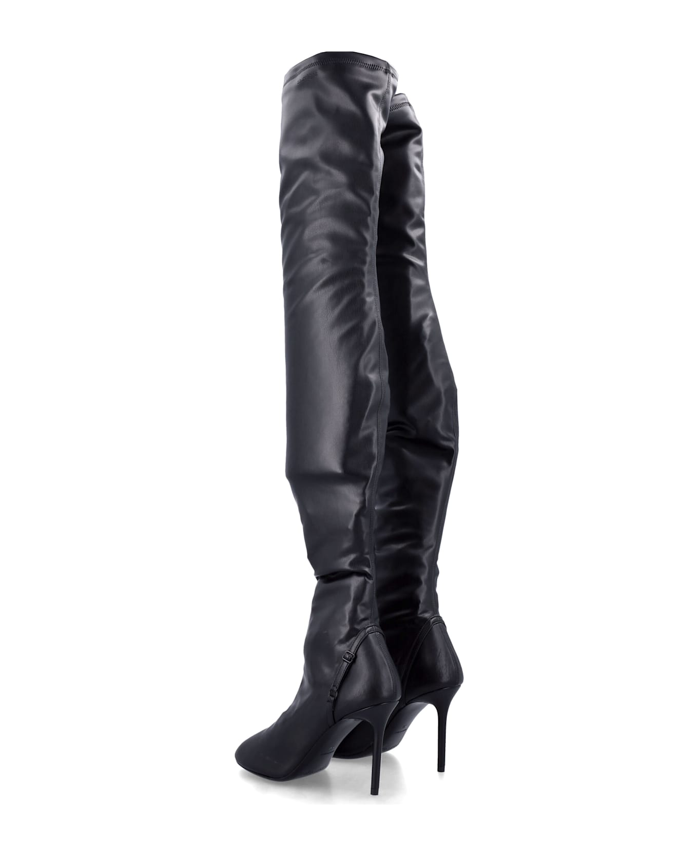 Courrèges Oblique Stretch Thigh Boots - BLACK