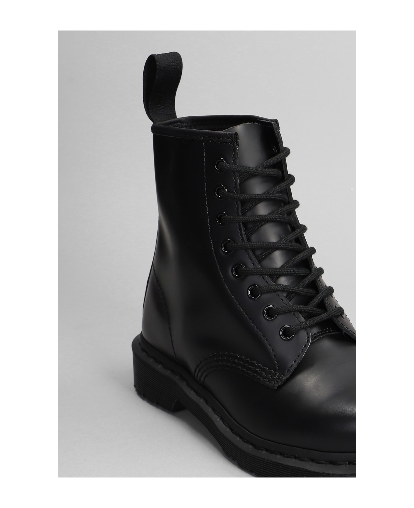 Dr. Martens 1460 Combat Boots In Black Leather - BLACK SMOOTH