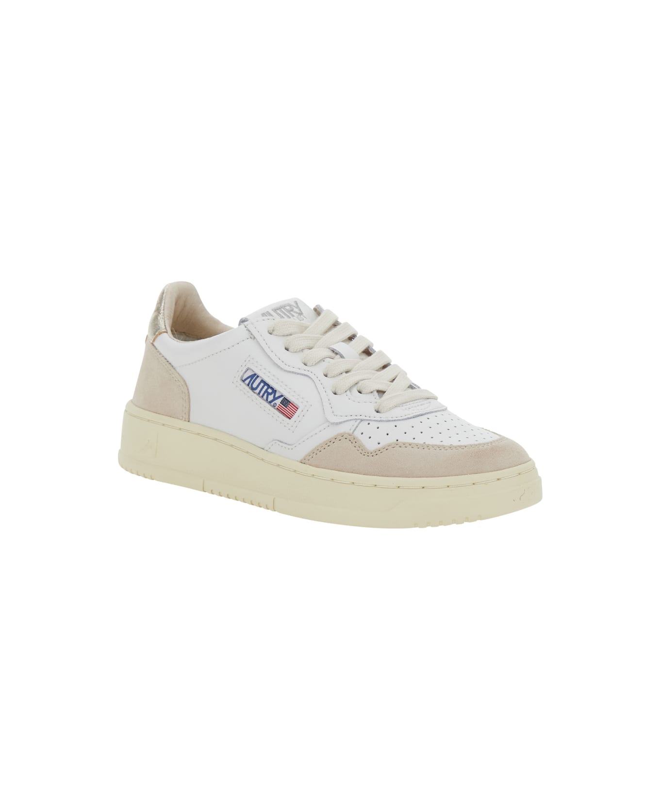 Autry 'medalist' White Low Top Sneakers With Logo Patch On Tongue And Side In Leather Blend Woman - White