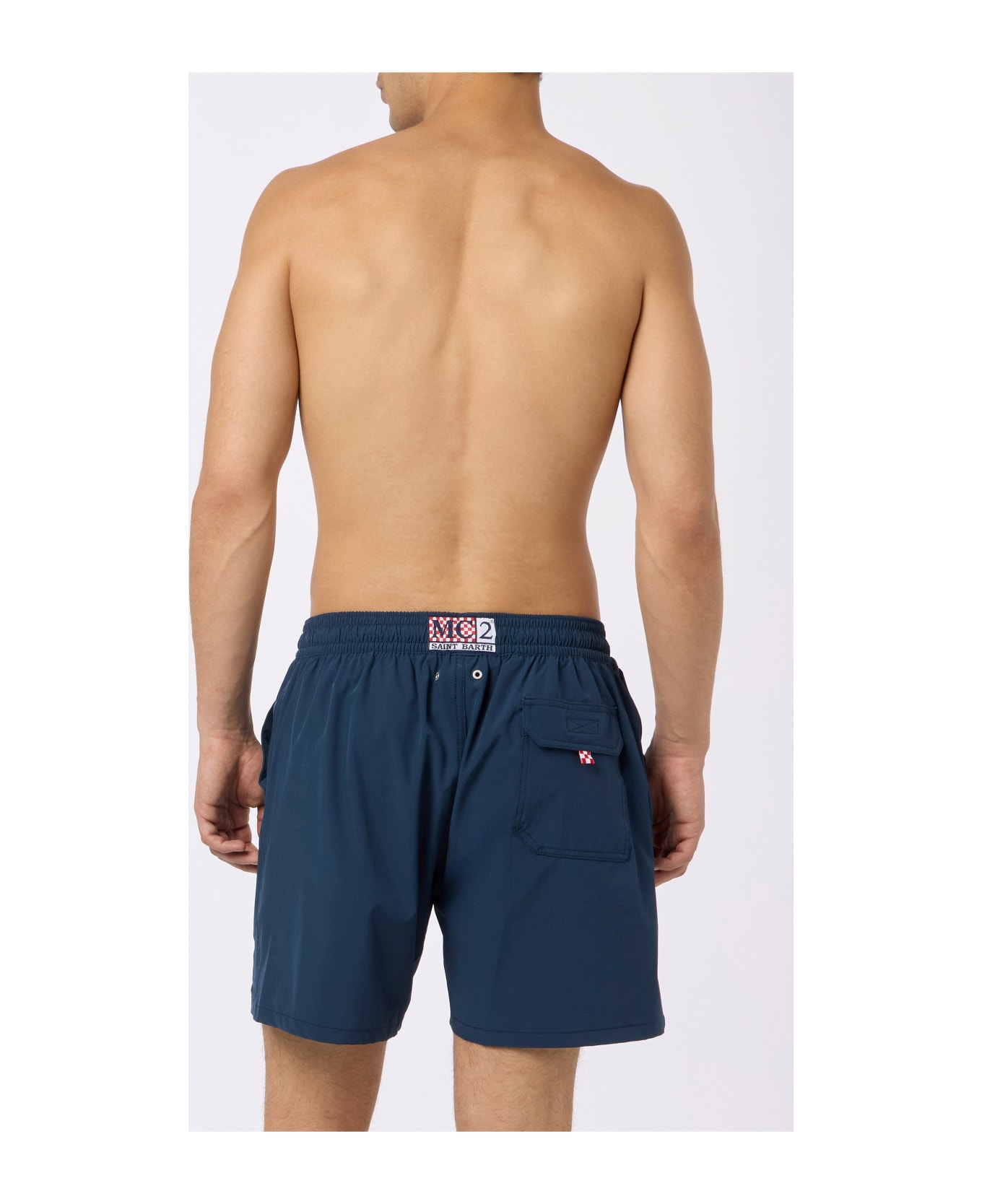 MC2 Saint Barth Man Comfort Swim Shorts With Nel Bere E Nel Mare Embroidery | Insulti Luminosi Special Edition - BLUE