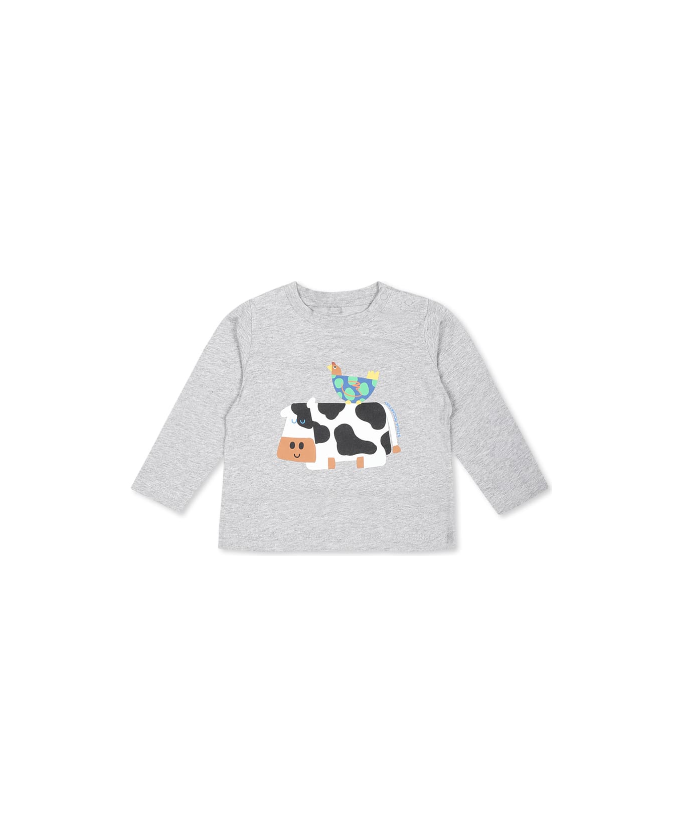 Stella McCartney Kids Grey T-shirt For Babykids With Cow Print - Grey