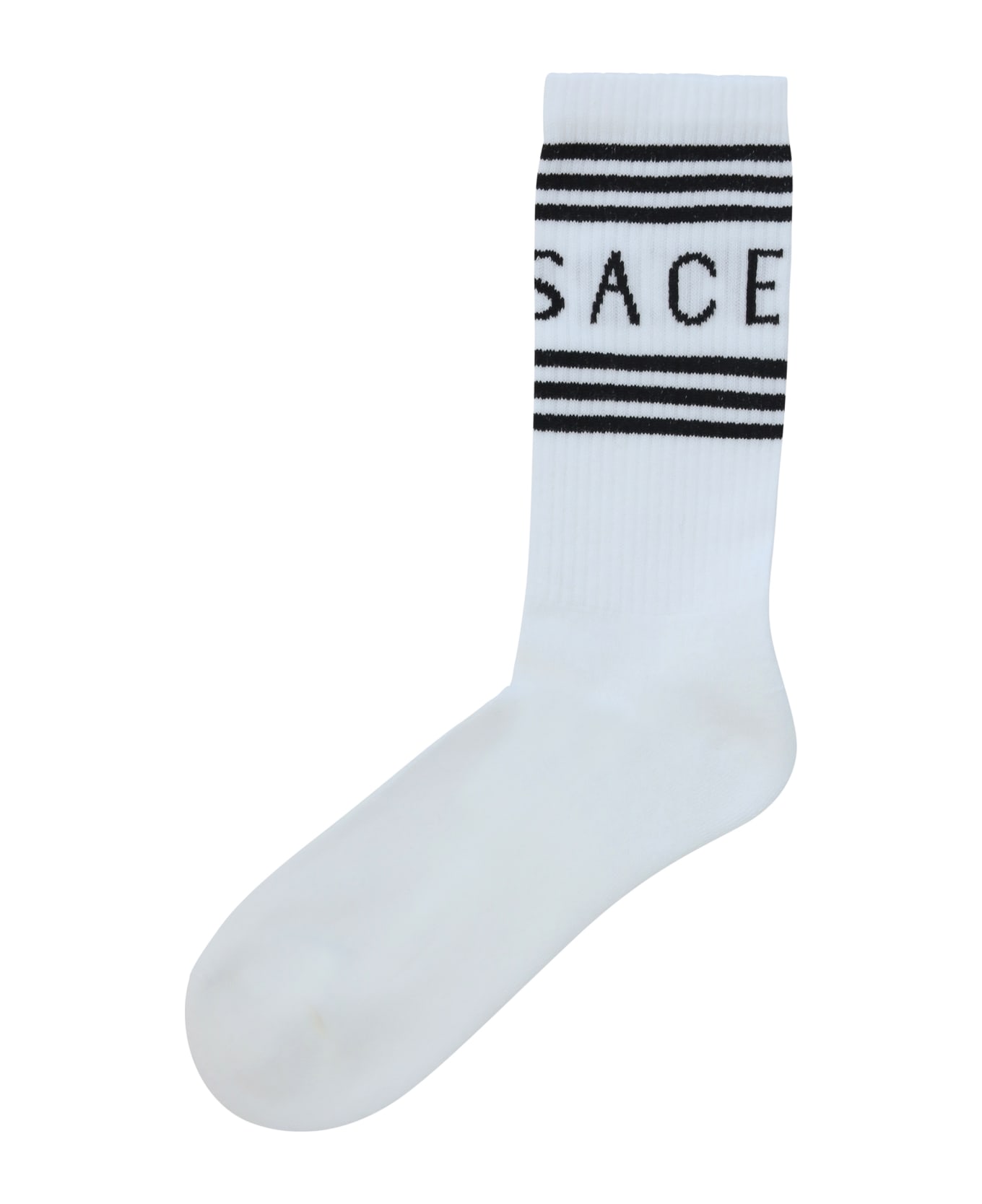 Versace Cotton Socks With Logo - White 靴下