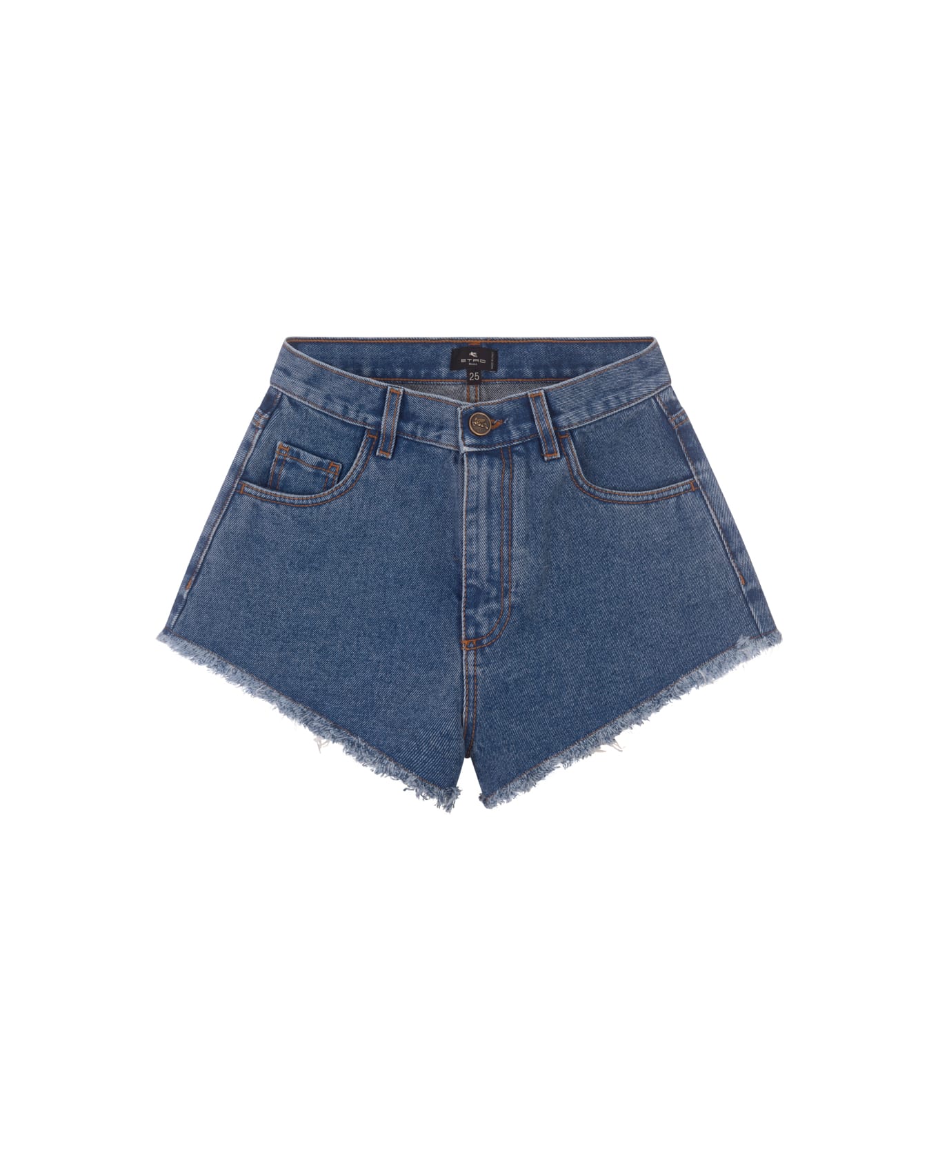 Etro Blue Denim Shorts With High Waist - Blue