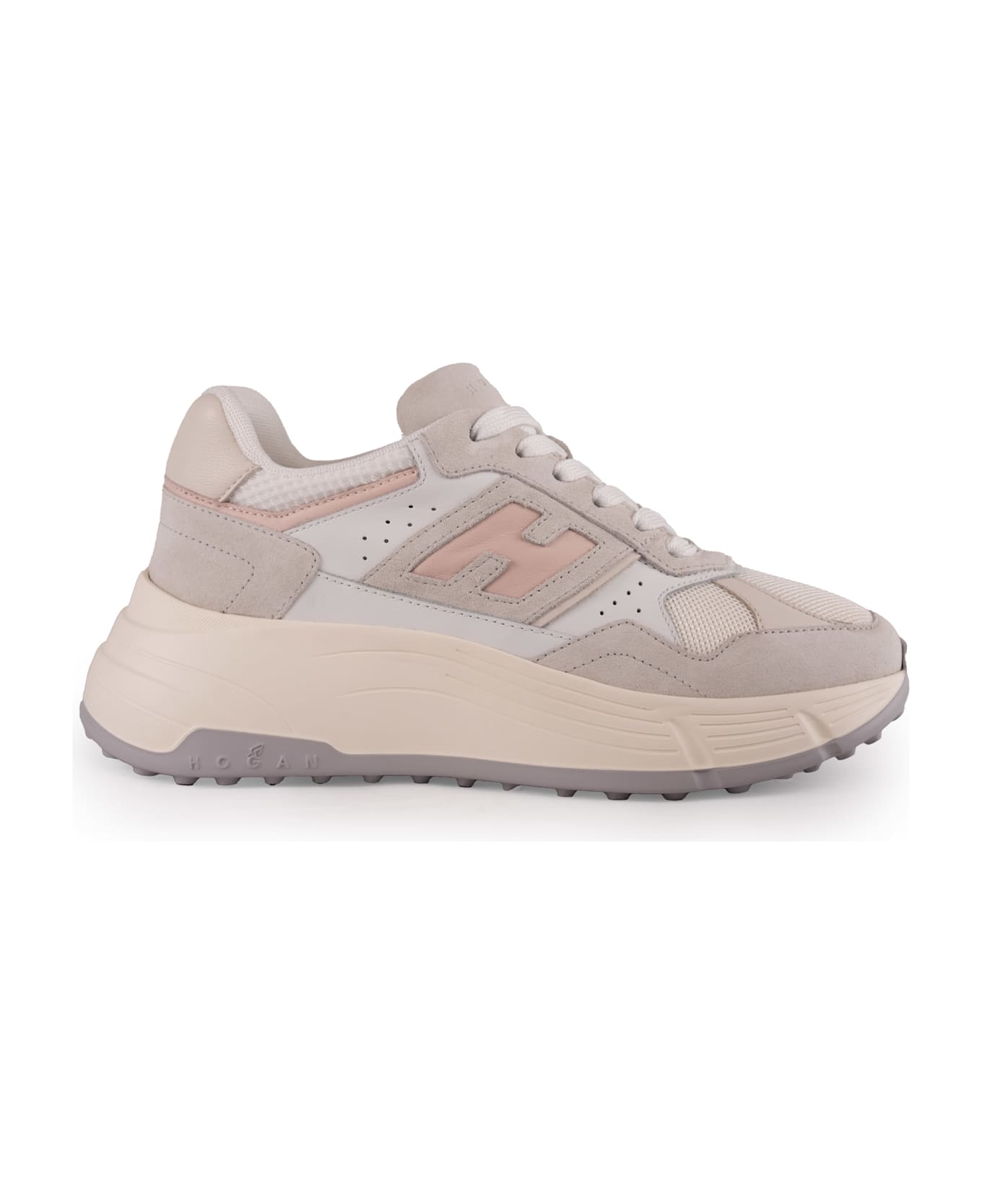 Hogan Hi-fi Sneakers In Suede And Mesh - White スニーカー