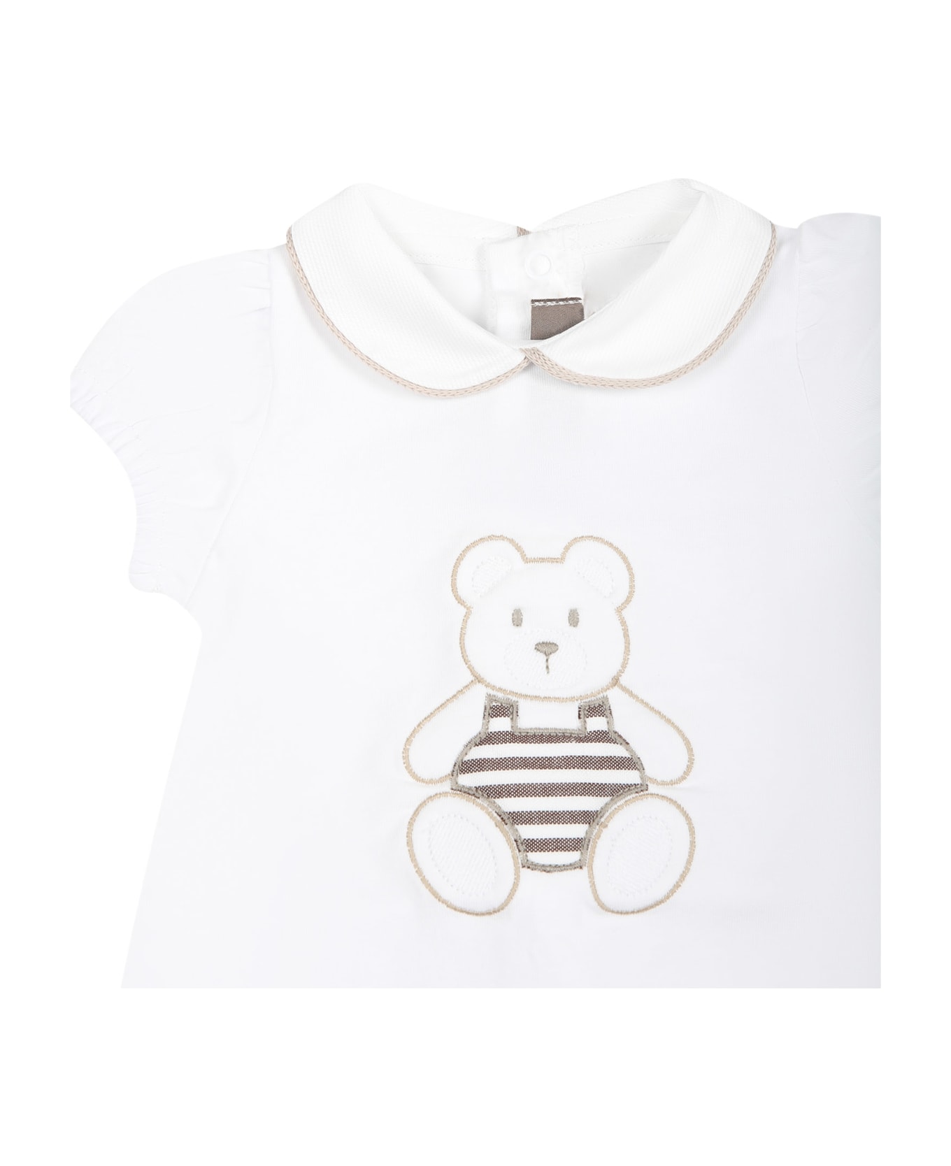 Little Bear White Romper For Babykids With Bear - White