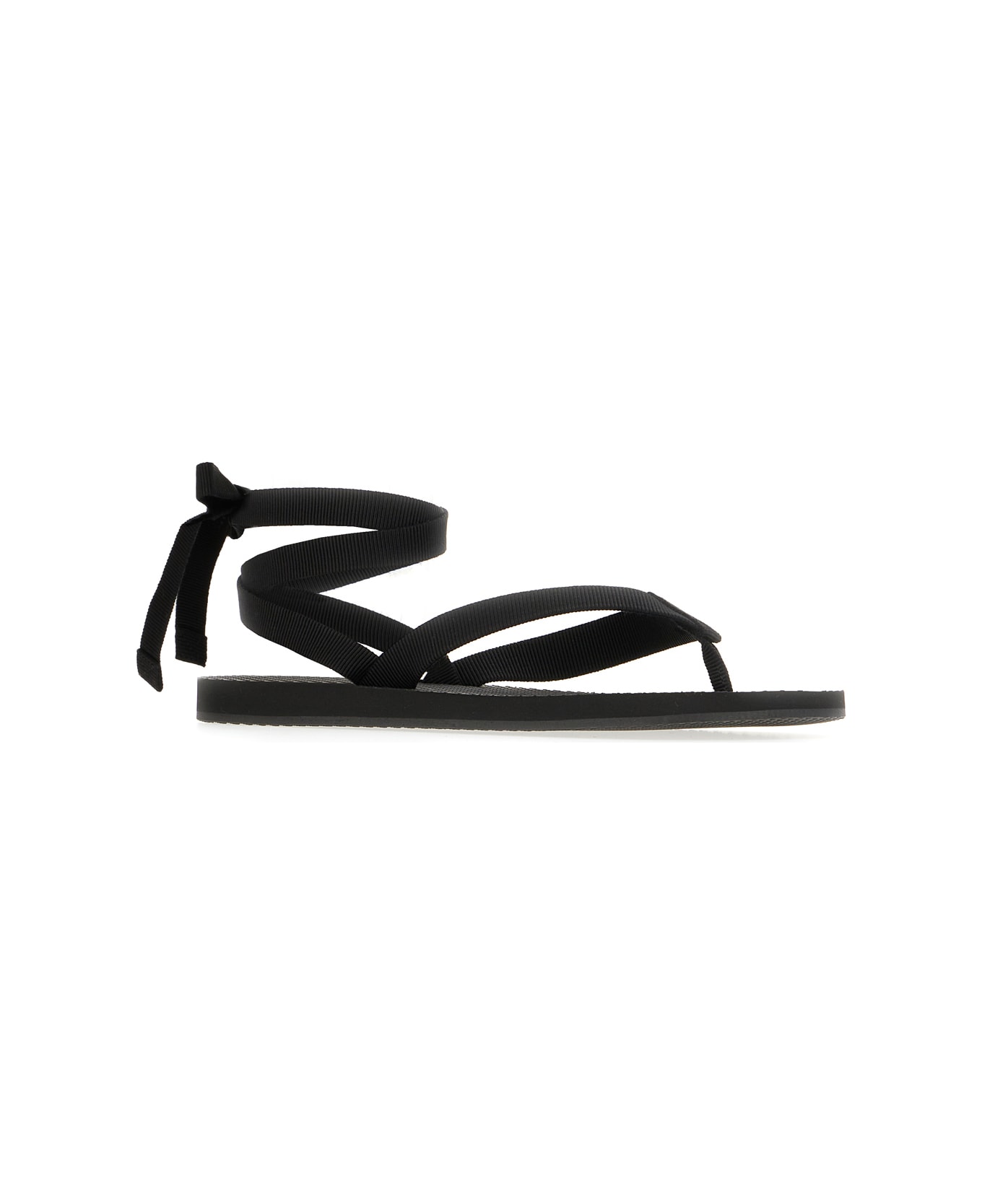 The Row Black Leather Sandals - BLACK