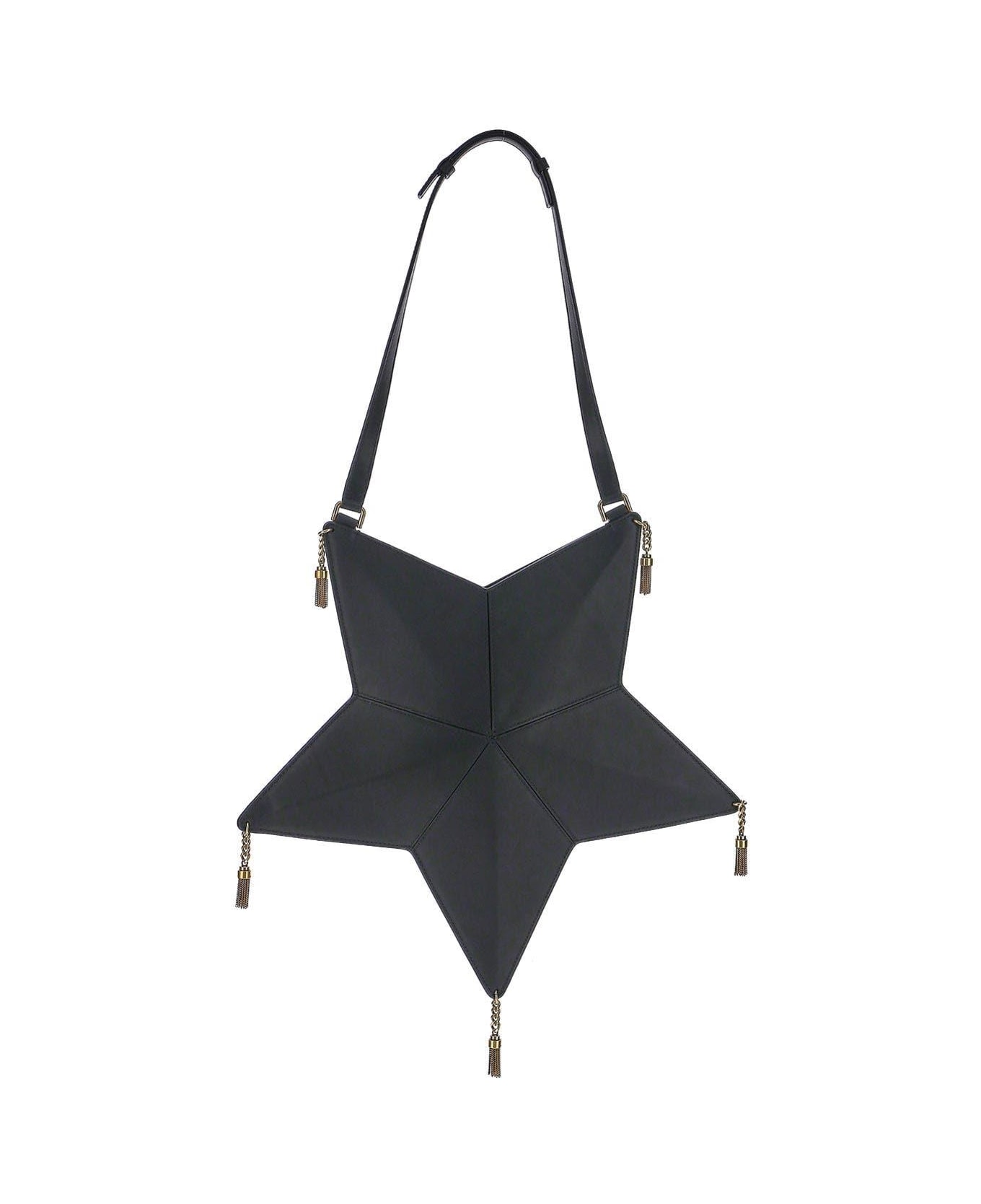 Saint Laurent Astro Shoulder Bag In Vegetable-tanned Leather - Black