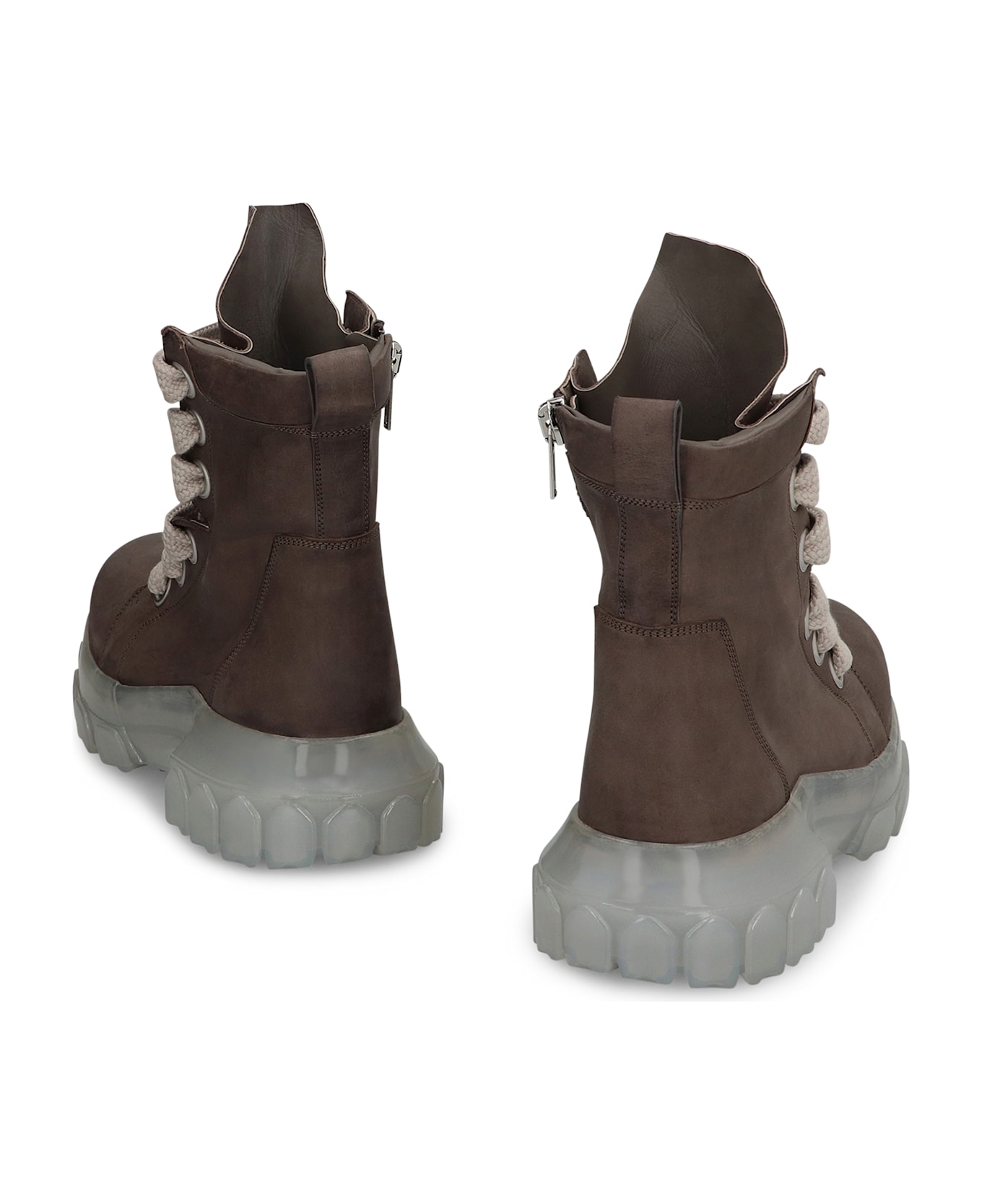 Rick Owens Jumbolace Leather Lace-up Boots - grey