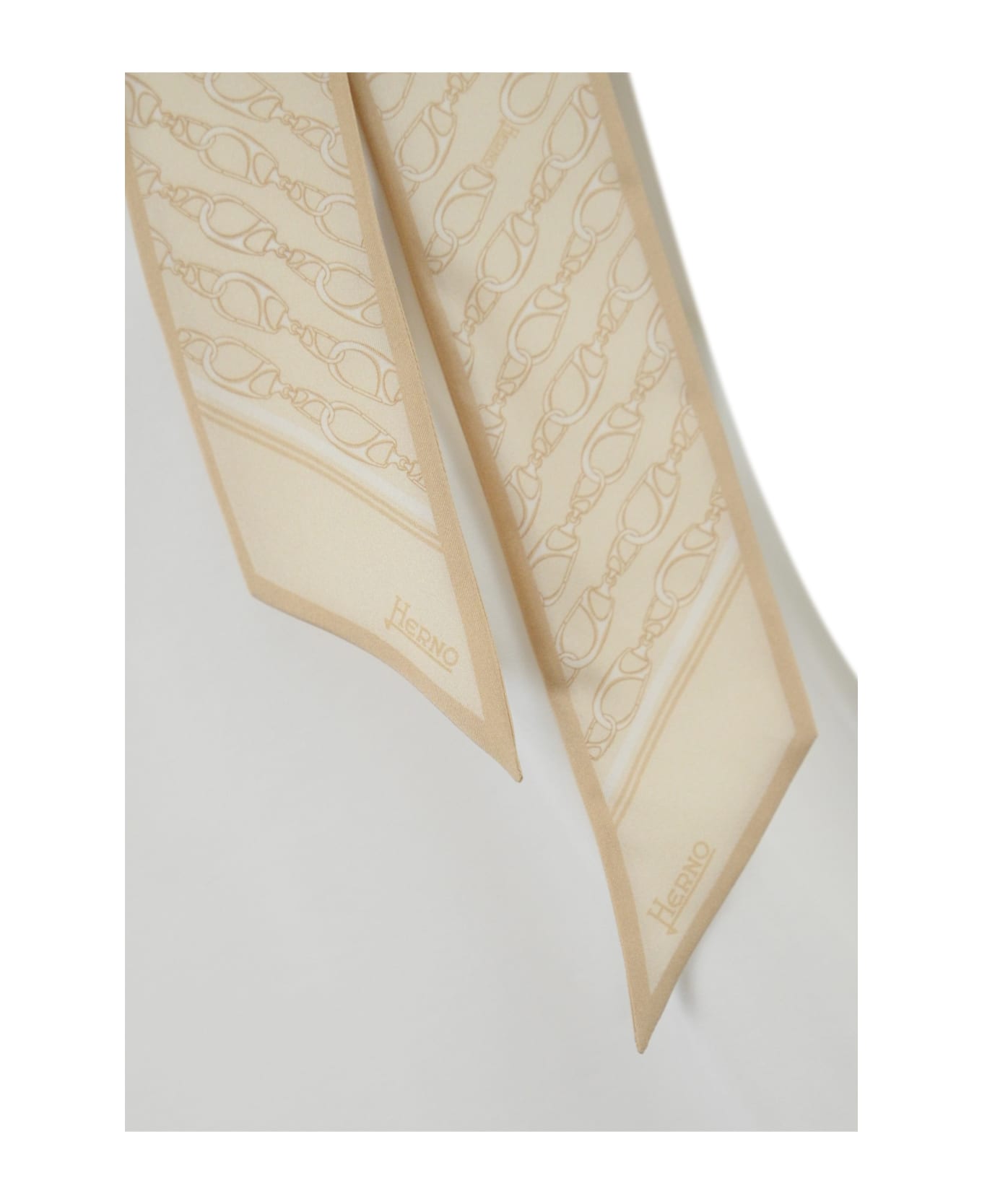 Herno Cotton T-shirt With Silk Scarf - Latte
