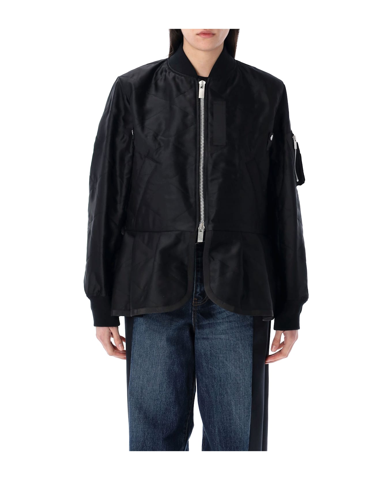 Sacai Quilted Satin Blouson - BLACK