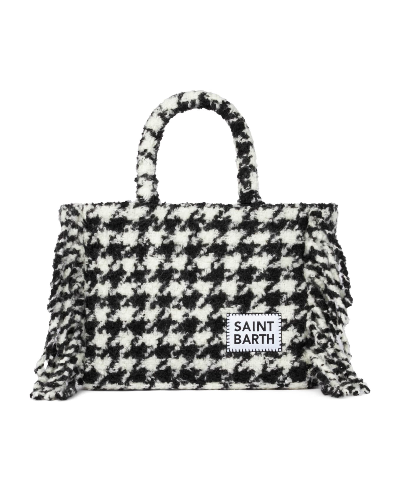 MC2 Saint Barth Colette Blanket Handbag With Pied De Poule Print - BLACK