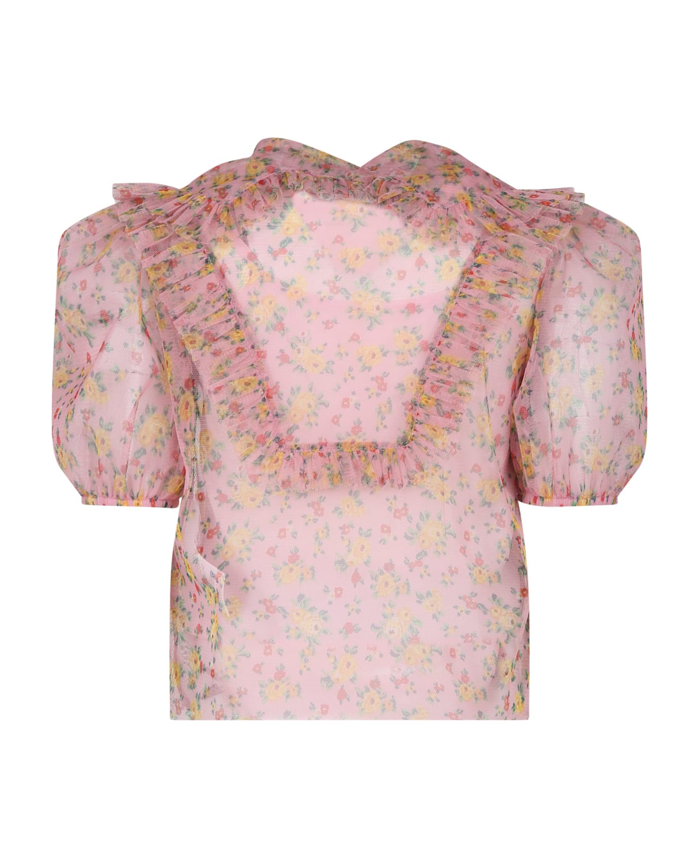 Philosophy di Lorenzo Serafini Kids Pink Shirt For Girl With Floral Print - Multicolor シャツ