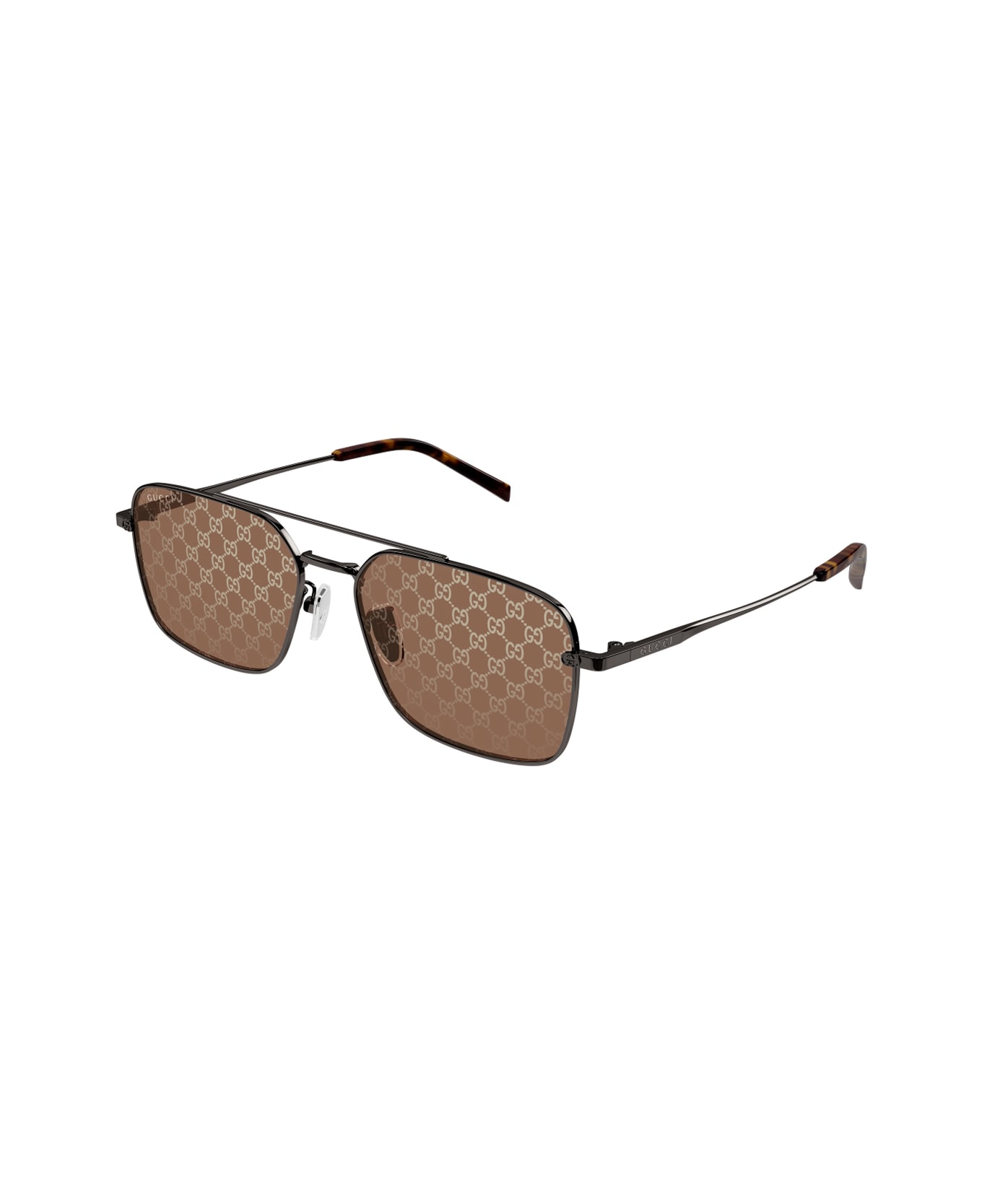 Gucci Eyewear Gucci Gg1957sa Linea Institutional Logo 005 Grey Brown Sunglasses - Gunmetal