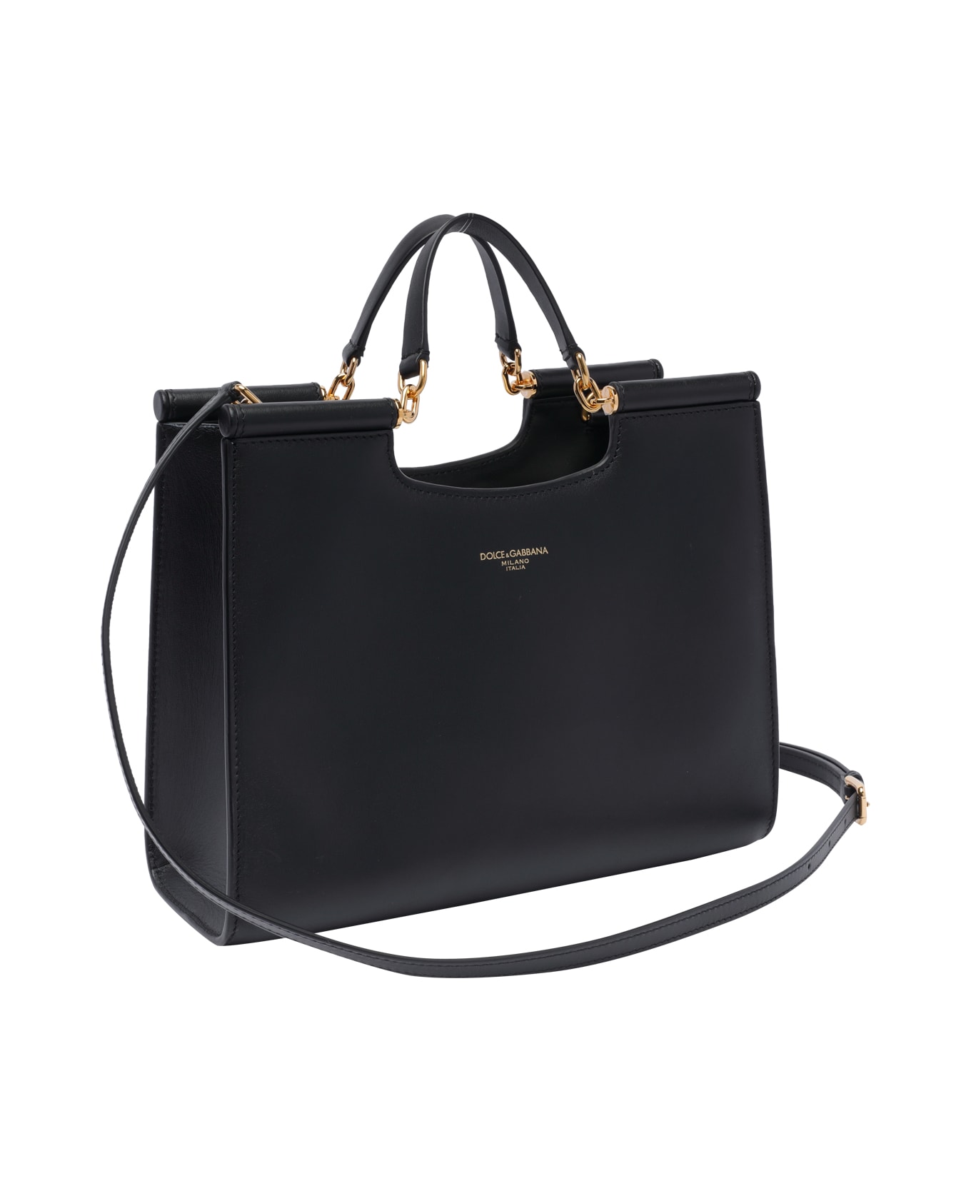Dolce & Gabbana Small Sicily Logo Shopping Bag - BLACK