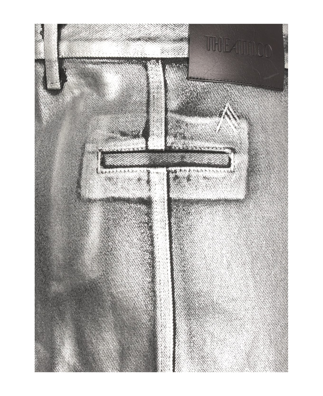 The Attico Cotton Midi Skirt - Silver