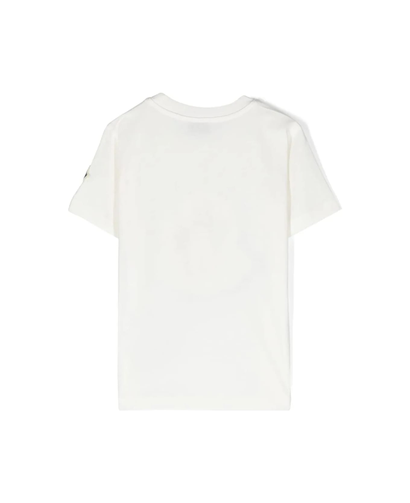 Moncler White T-shirt With Pixel Logo - White Tシャツ＆ポロシャツ