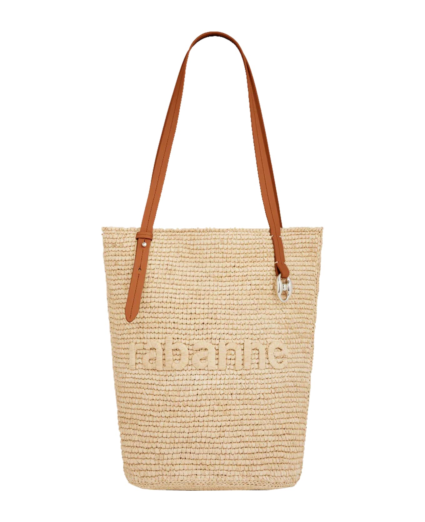 Paco Rabanne Logo Embroidered Woven Bucket Bag - Shiny Beige ショルダーバッグ