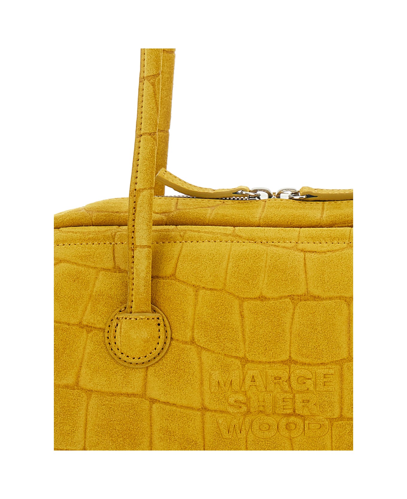 Marge Sherwood 
boston
 Yellow Shoulder Bag With Embossed Logo Lettering On The Front In Suede Woman - Yellow