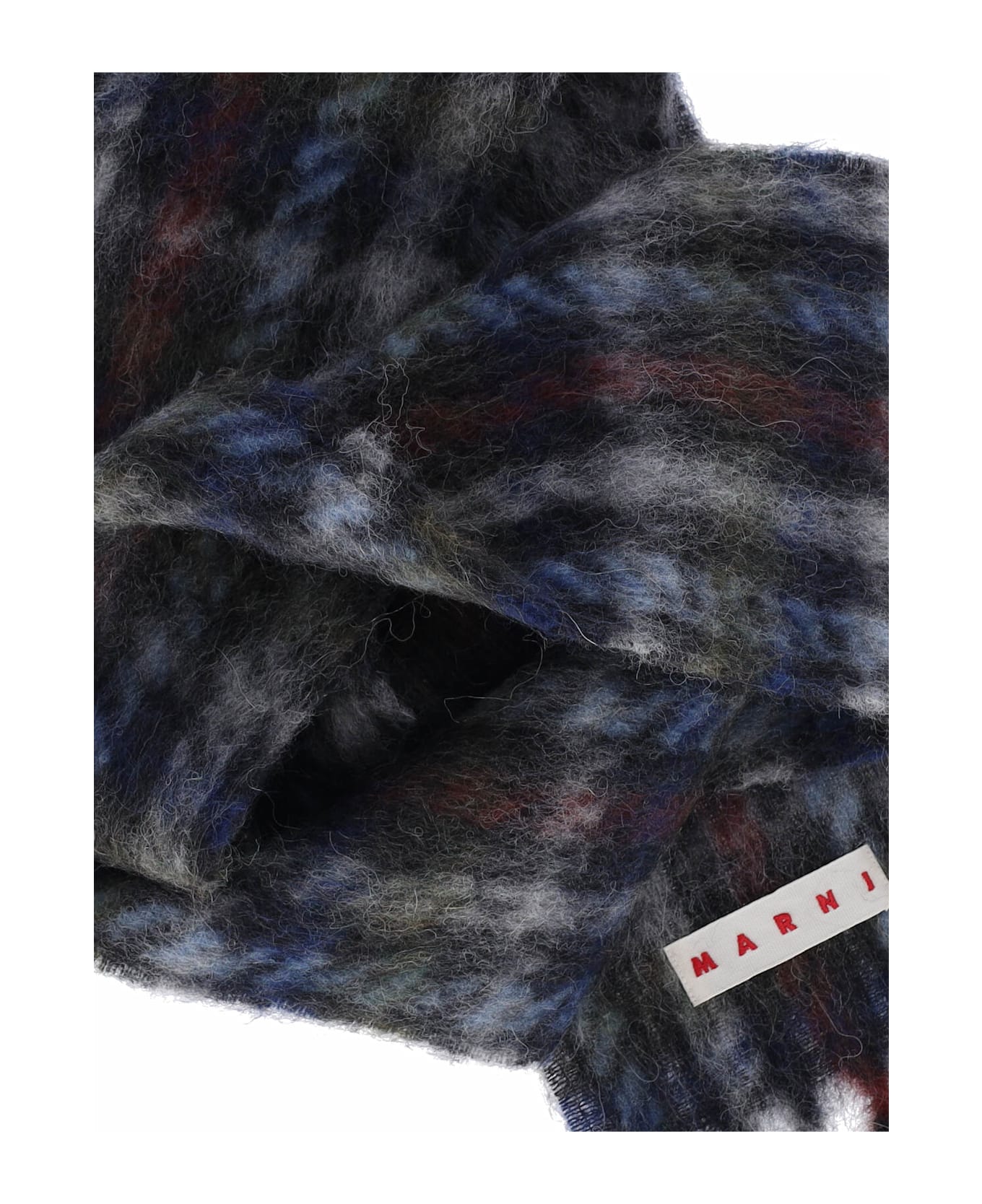 Marni Striped Logo Scarf - BLUE