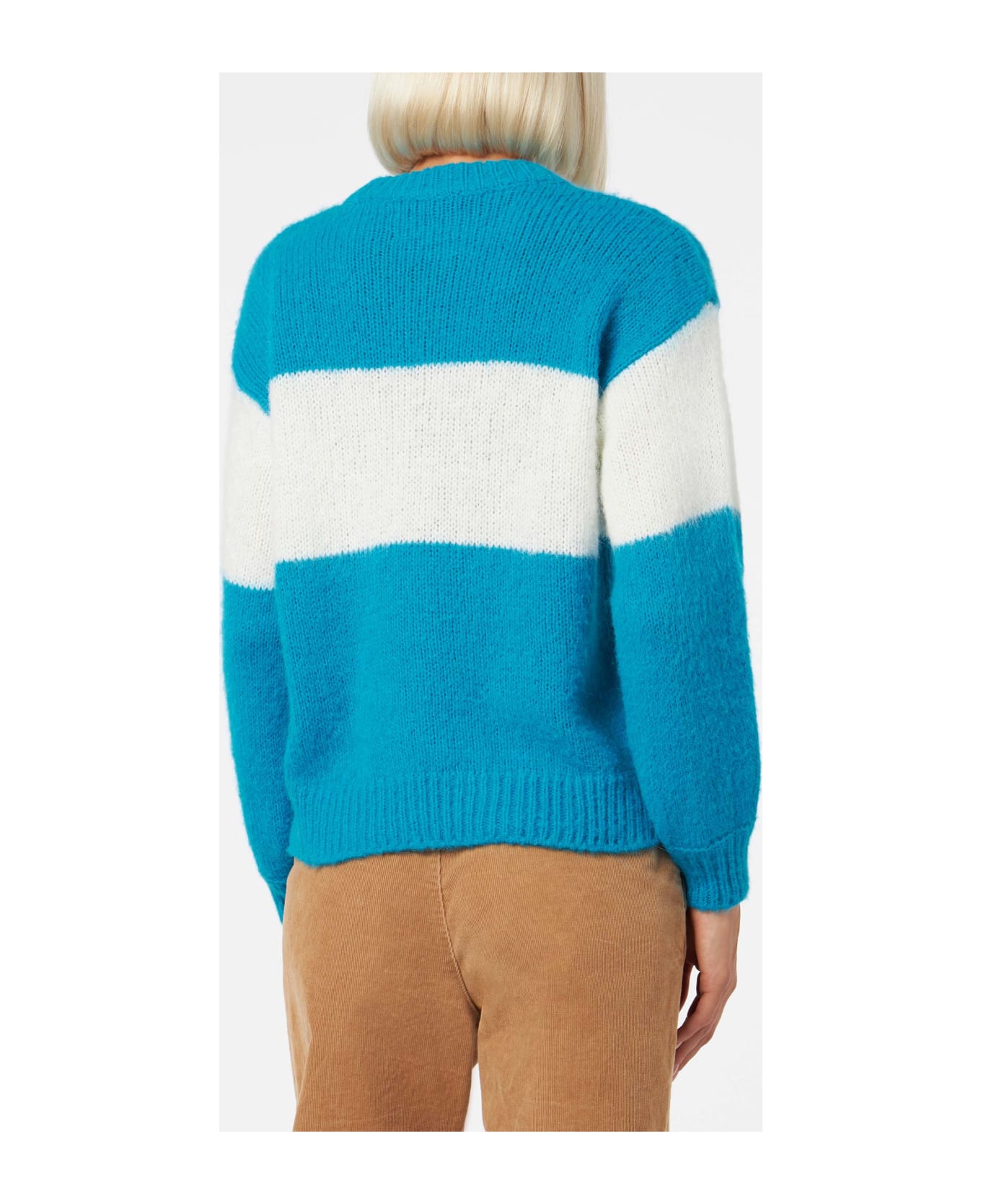 MC2 Saint Barth Woman Boxy Shape Soft Sweater With Courma Jacquard Print - SKY